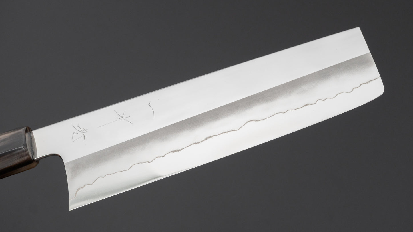 Hitohira Kikuchiyo Rou Silver #3 Mirror Polished Nakiri Ebony Handle