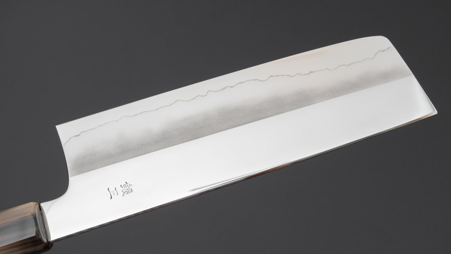 Hitohira Kikuchiyo Rou Silver #3 Mirror Polished Nakiri Ebony Handle