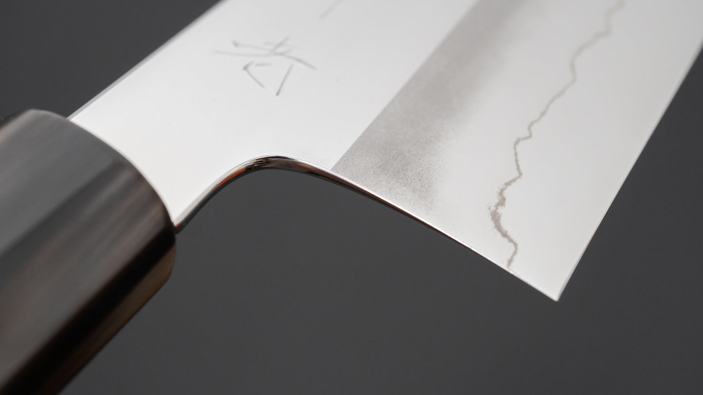 Hitohira Kikuchiyo Rou Silver #3 Mirror Polished Nakiri Ebony Handle