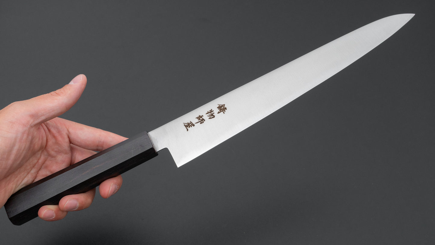 Hitohira Imojiya TH Stainless Sujihiki 240mm Ebony Handle (Wa)