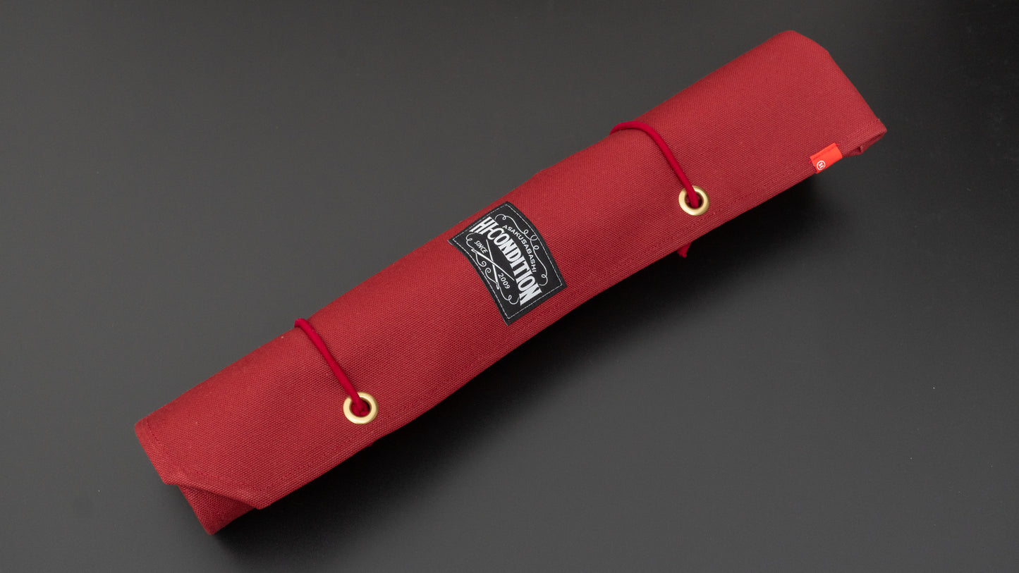 HI-CONDITION Hanpu Canvas 6 Pockets Knife Roll Deep Brick Red - HITOHIRA