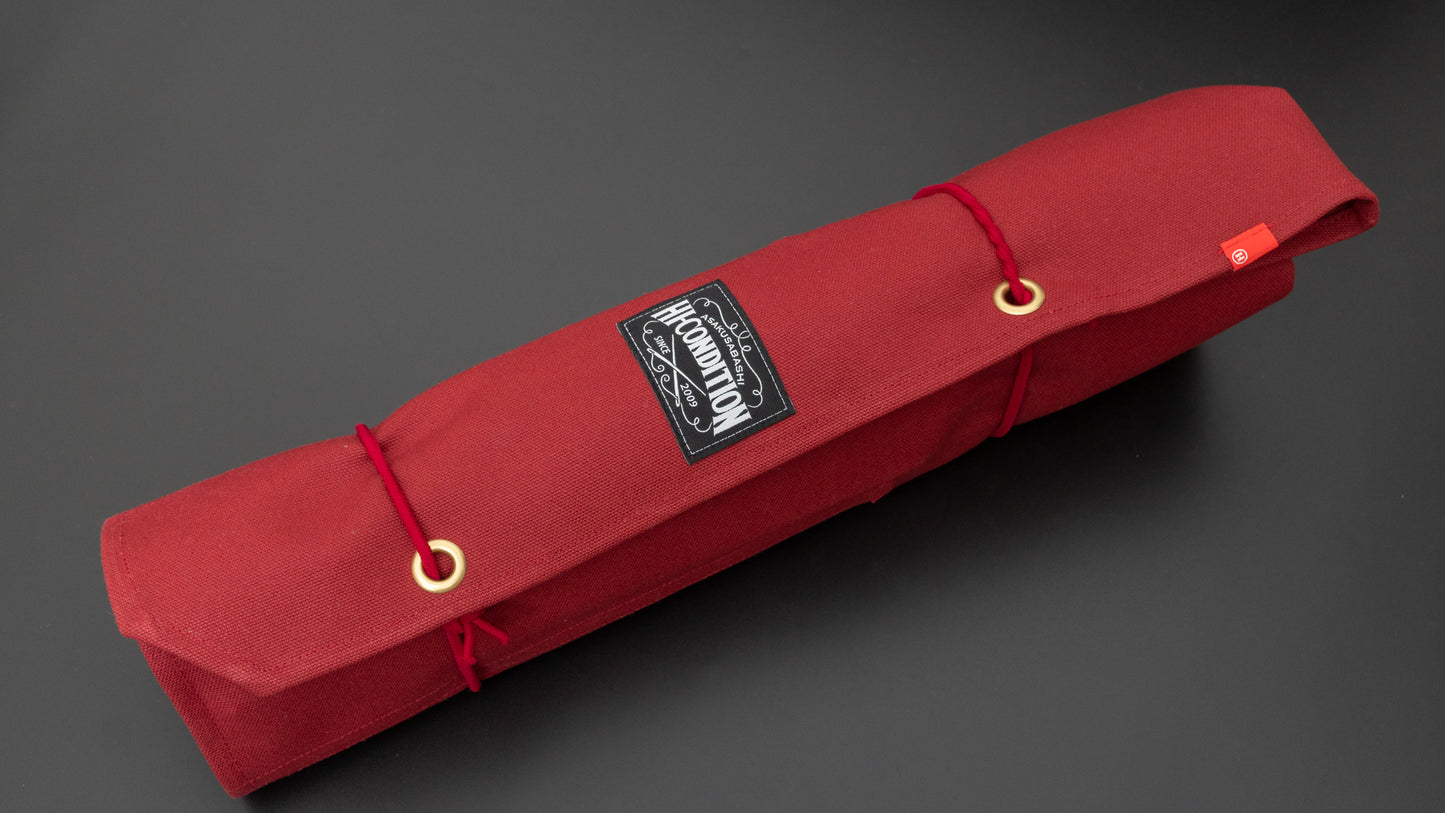 HI-CONDITION Hanpu Canvas 6 Pockets Knife Roll Deep Brick Red - HITOHIRA