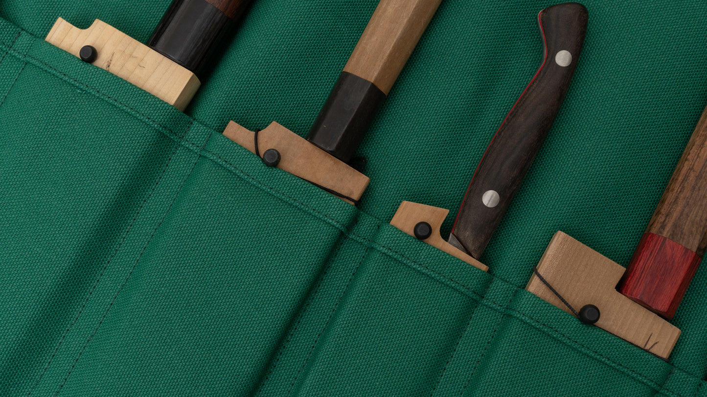 HI-CONDITION Hanpu Canvas 6 Pockets Knife Roll Mid Green - HITOHIRA
