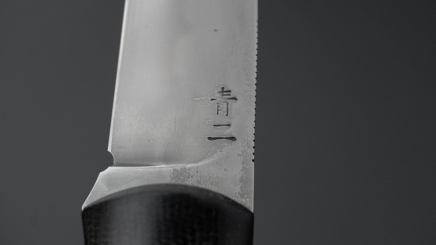 Seino Shikari Blue #2 Honyaki Fixed Blade Canvas Micarta Handle (#004)