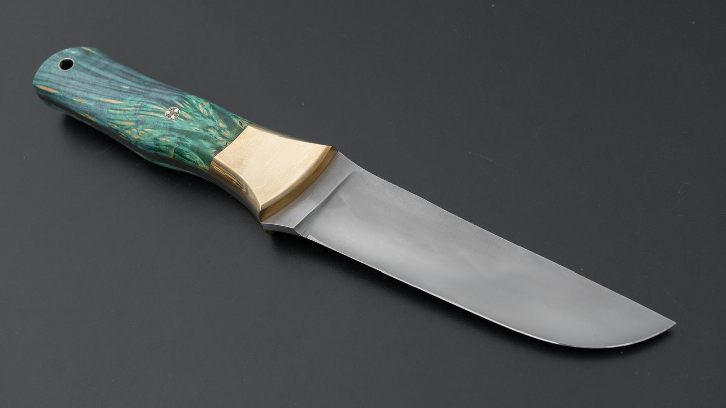 Seino Nagisa Blue #2 Honyaki Fixed Blade Stabilized Wood Handle (#005)