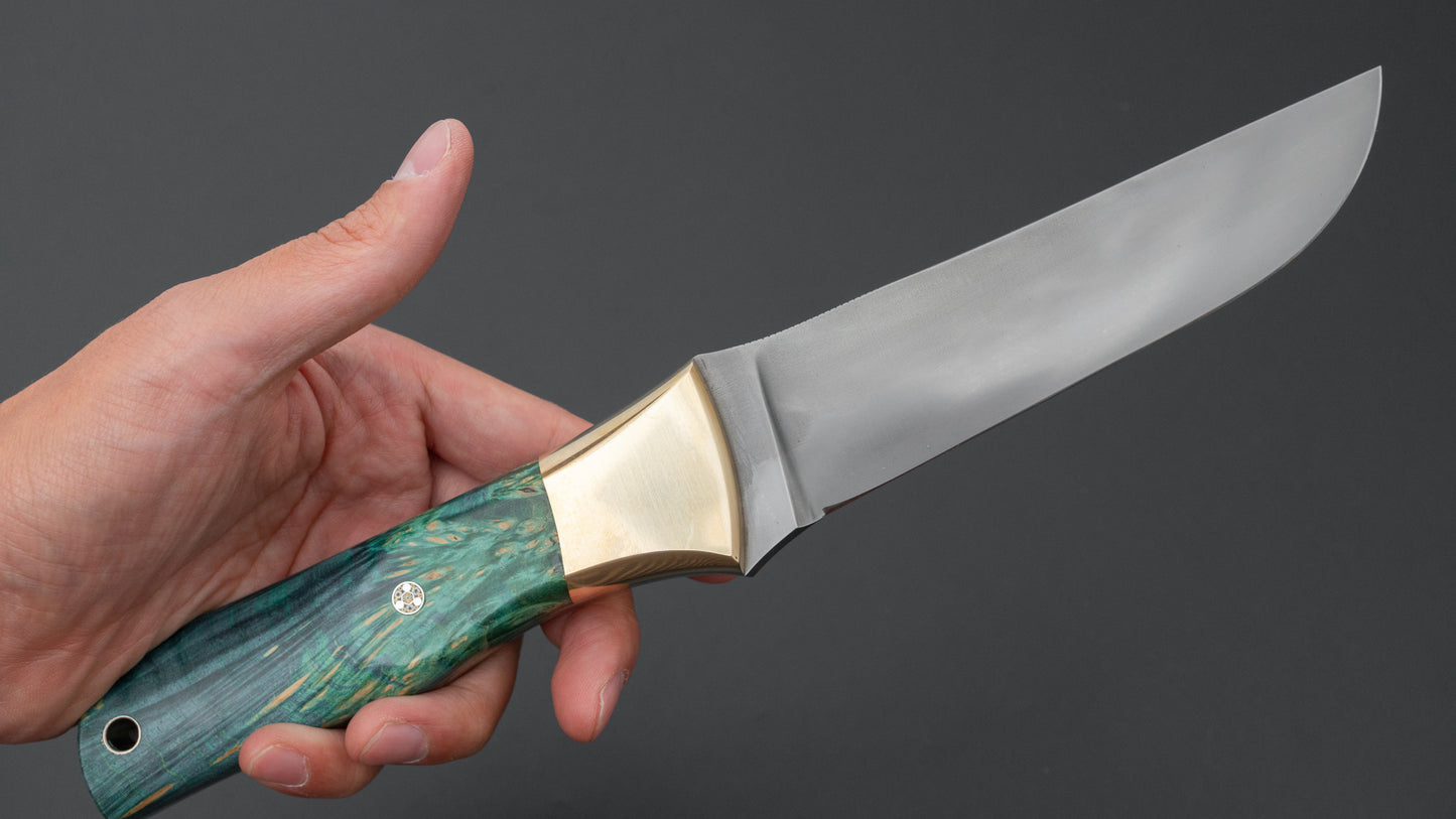 Seino Nagisa Blue #2 Honyaki Fixed Blade Stabilized Wood Handle (#005)