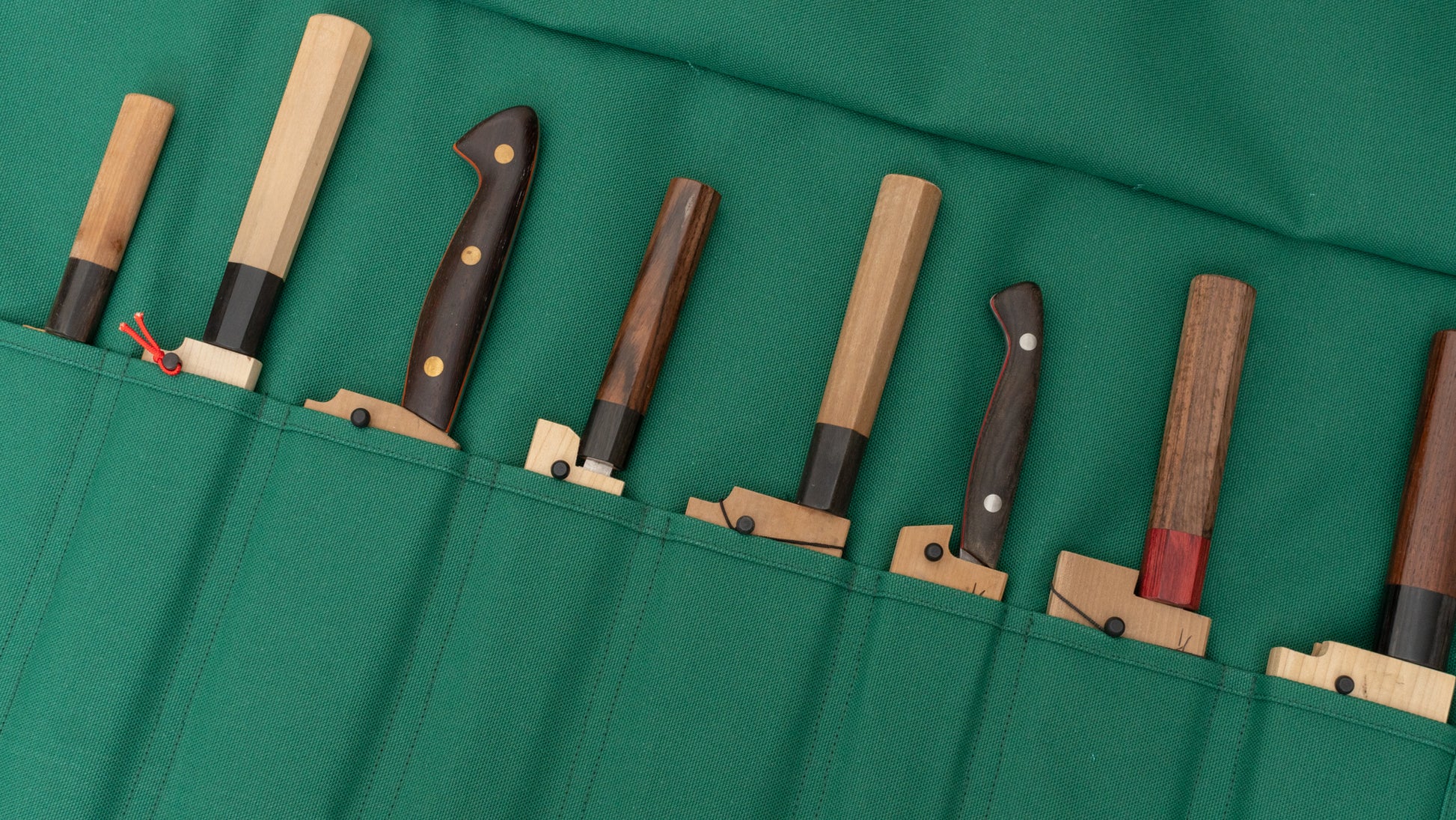 HI-CONDITION Hanpu Canvas 9 Pockets Knife Roll Mid Green - HITOHIRA
