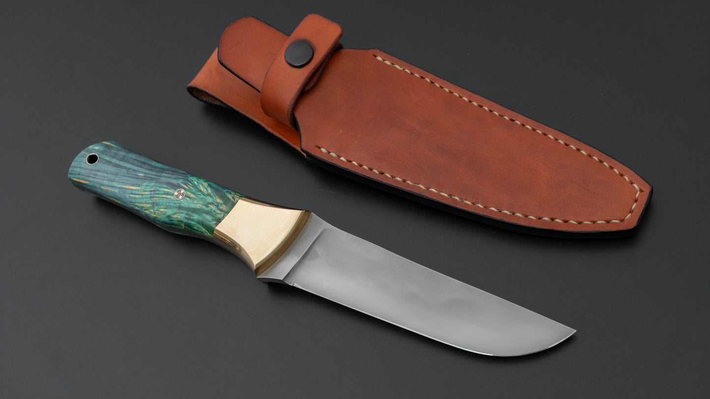 Seino Nagisa Blue #2 Honyaki Fixed Blade Stabilized Wood Handle (#005)