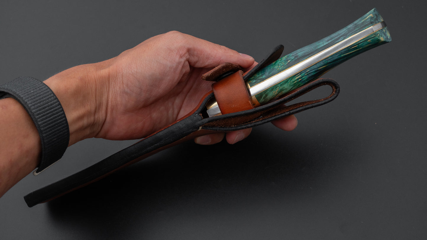 Seino Nagisa Blue #2 Honyaki Fixed Blade Stabilized Wood Handle (#005)