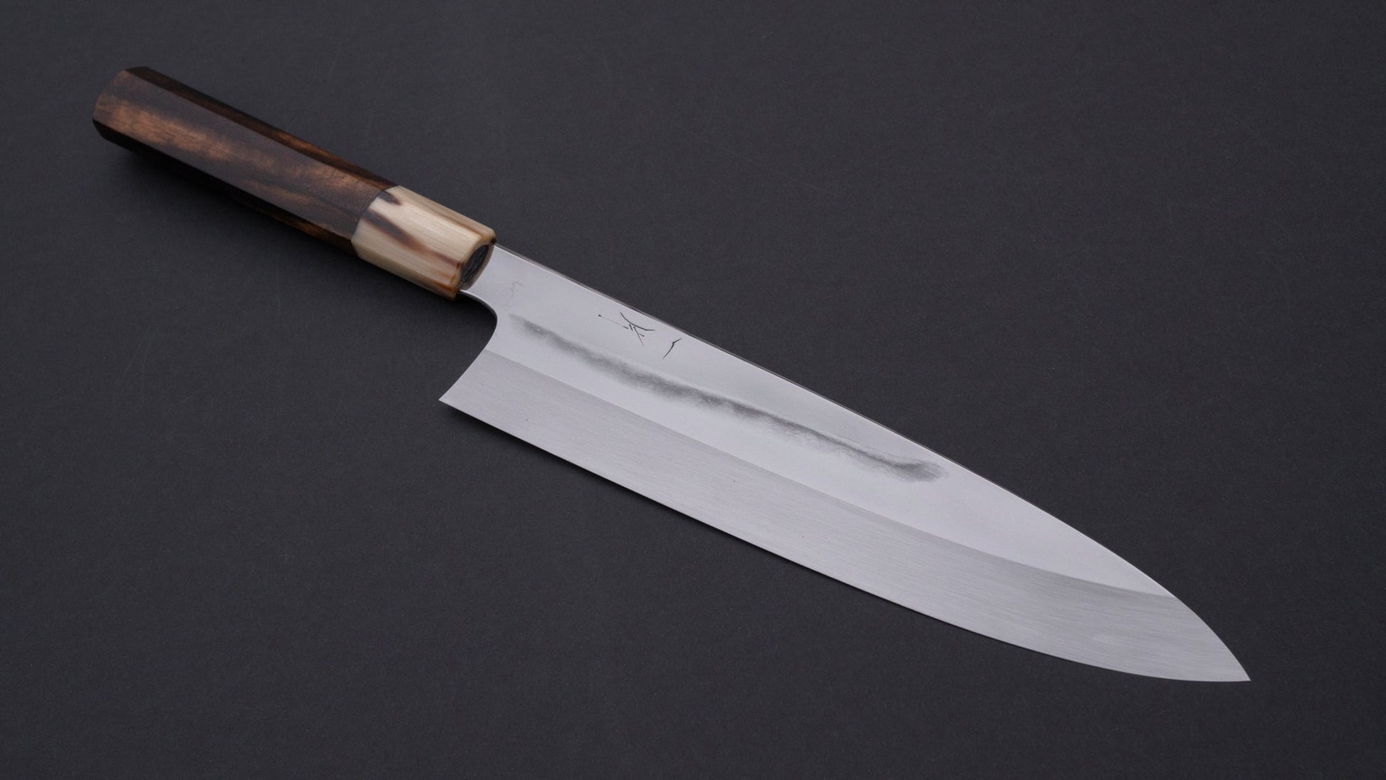 Hitohira Togashi Kambei Blue #1 Mizu Honyaki Gyuto 240mm Kurokaki Persimmon Handle (Saya) | HITOHIRA