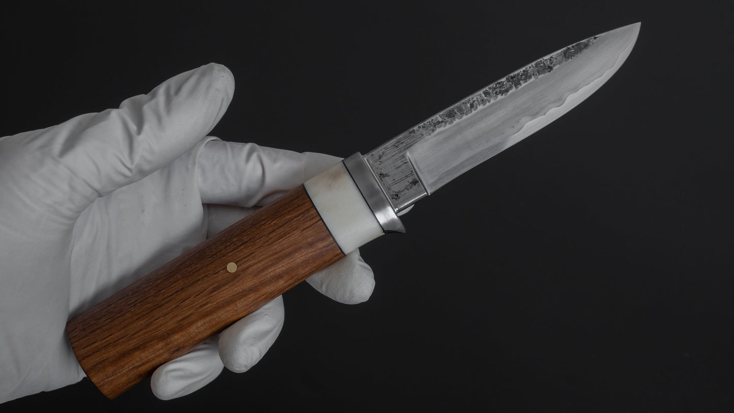 Kanatoko Work Knife Fixed Blade 80mm Red Oak Handle (#003) - HITOHIRA