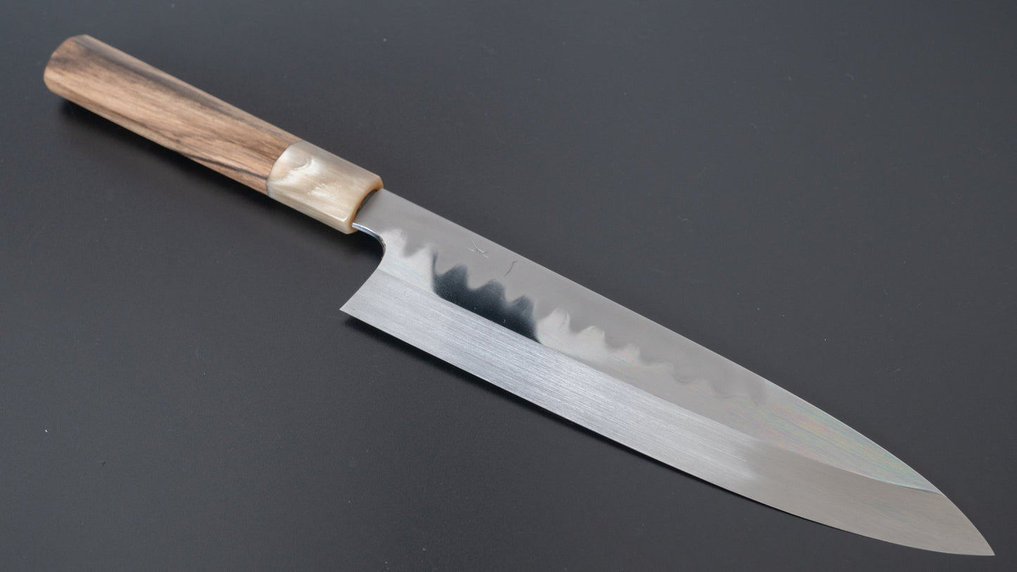 Hitohira Togashi Kyuzo White #1 Hakumon Mizu Honyaki Gyuto 240mm Kurokaki Persimmon Handle (#021/ Saya) | HITOHIRA