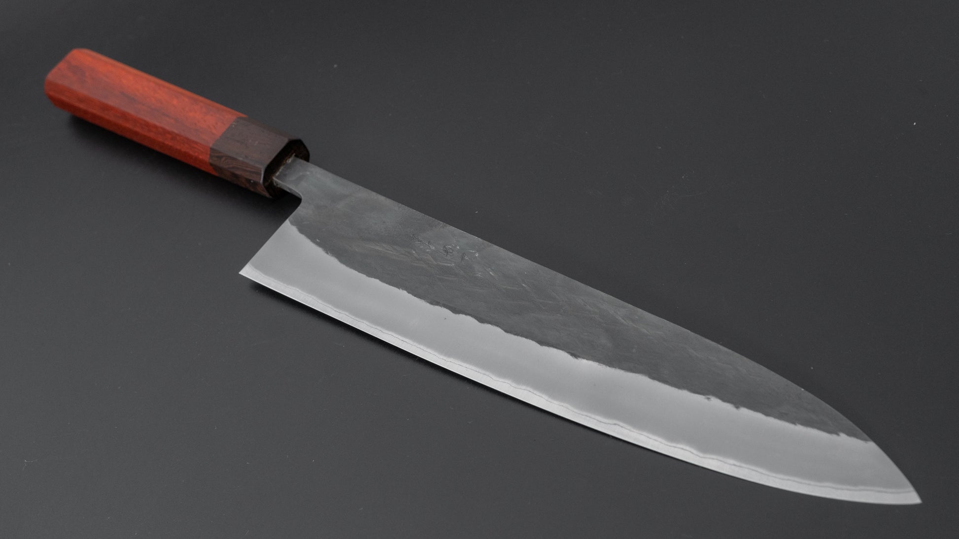 Hitohira TD Blue #2 Stainless Clad Kurouchi Gyuto 240mm Padauk Handle - HITOHIRA