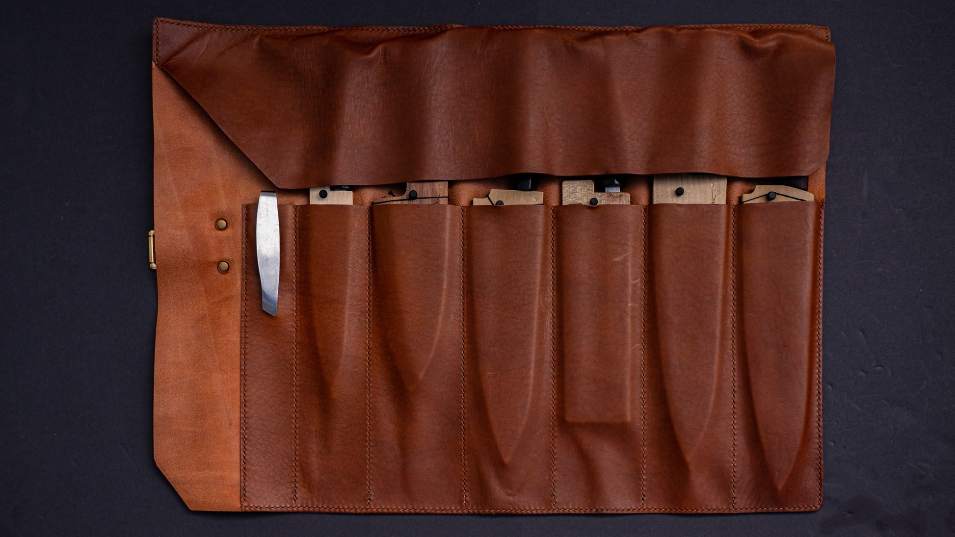 HI-CONDITION Leather 7 Pockets Knife Roll - HITOHIRA