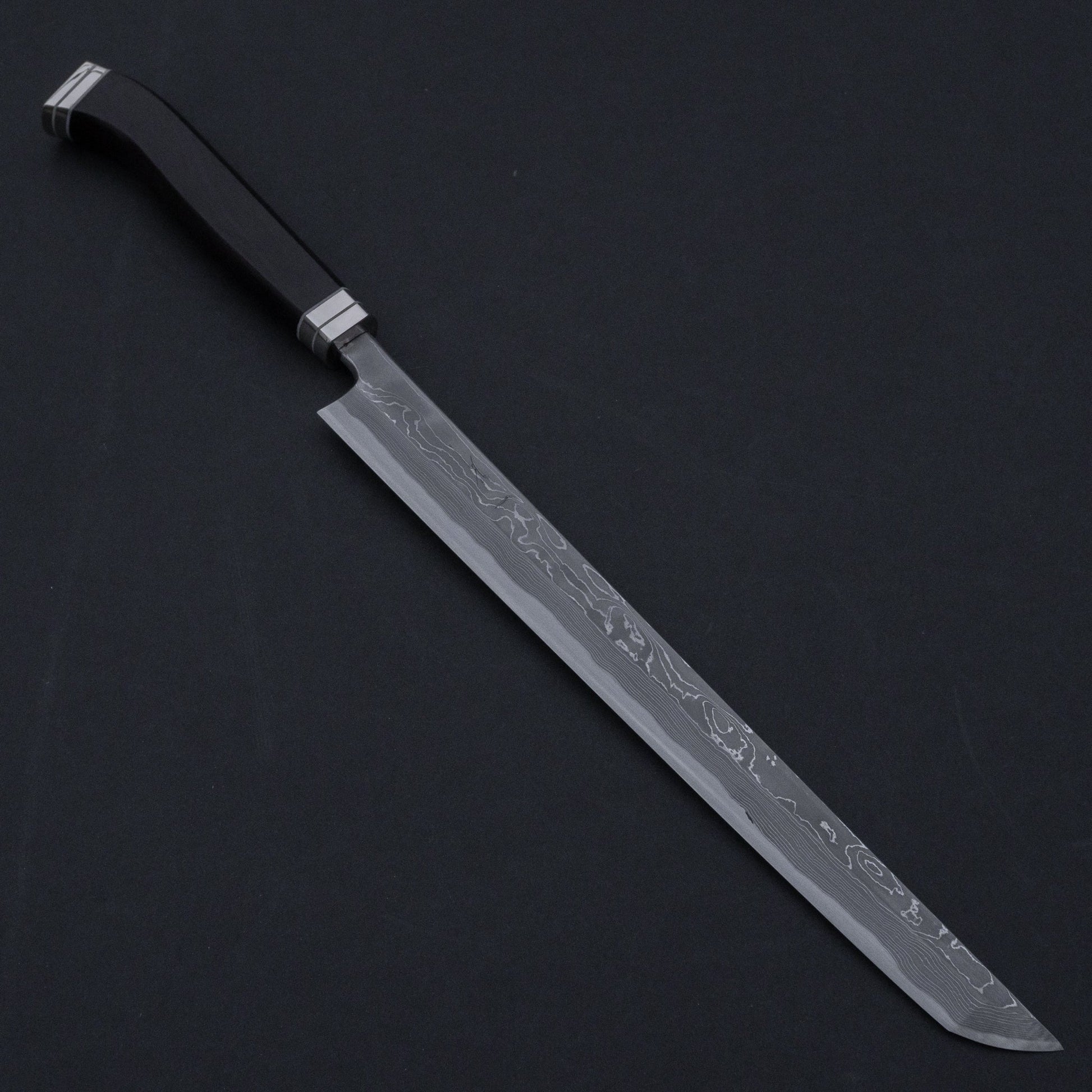 Hitohira Tanaka Mosuke White #1 Damascus Sakimaru Takobiki 300mm Ebony Handle (Fusion Handle/ Aike/ Discounted/ Saya) | HITOHIRA