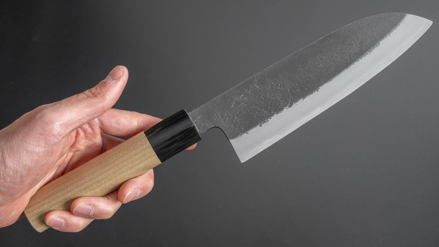 Hitohira Hinode Nashiji White #2 Stainless Clad Santoku 165mm Ho Wood Handle - HITOHIRA