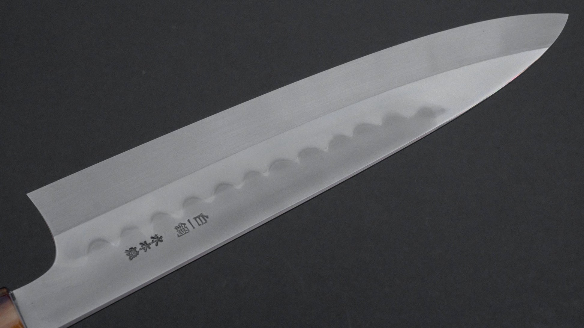 Hitohira Togashi Kambei Hakumon White #1 Mizu Honyaki Gyuto 240mm Ebony Handle (Saya) | HITOHIRA