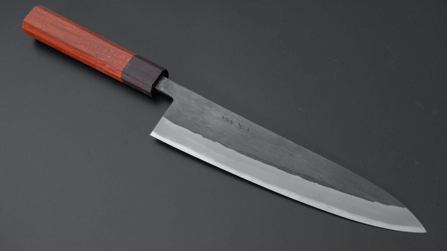 Hitohira TD Blue #2 Stainless Clad Kurouchi Gyuto 210mm Padauk Handle - HITOHIRA