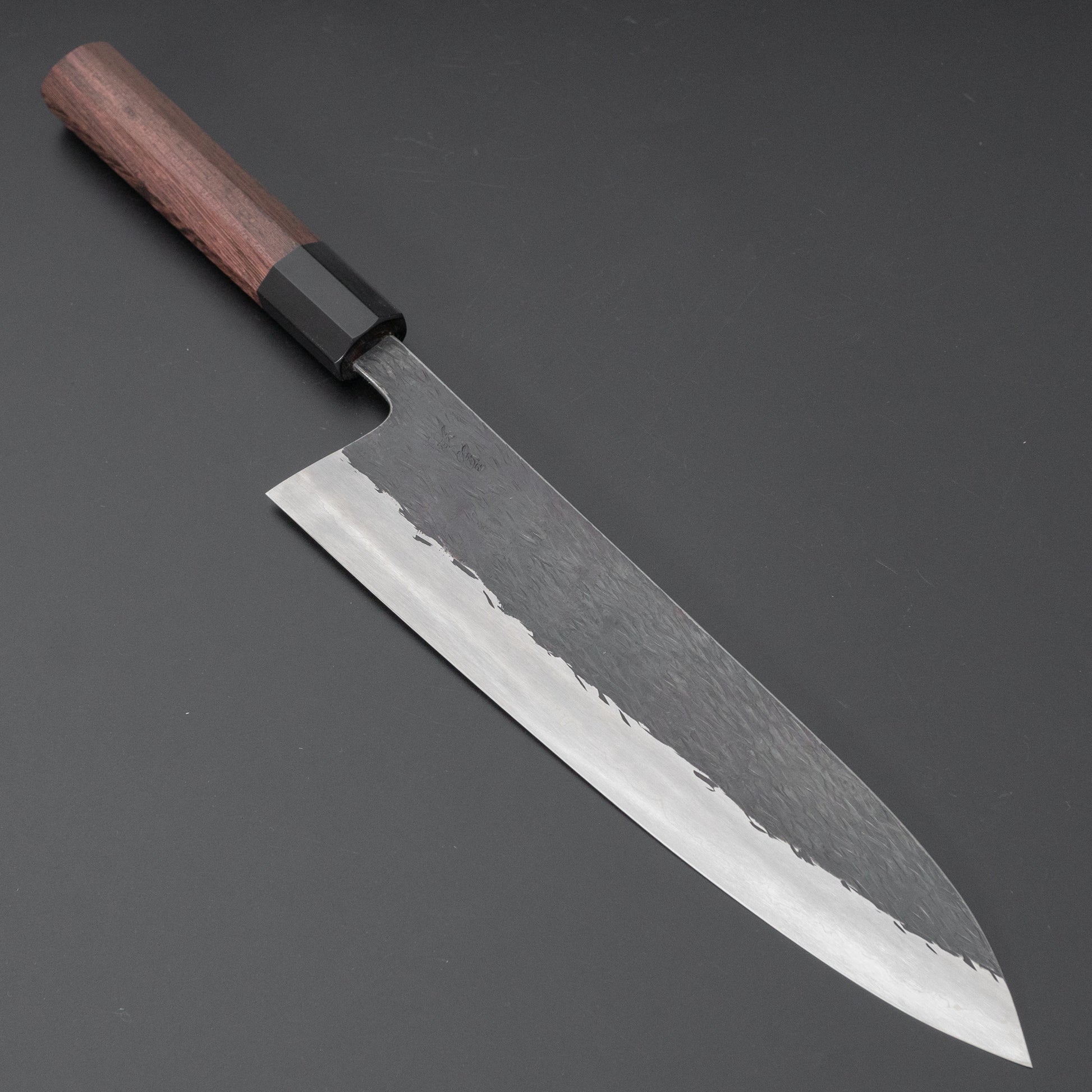 Isamitsu White #1 Stainless Clad Kurouchi Gyuto 240mm Taihei Tagayasan Handle - HITOHIRA