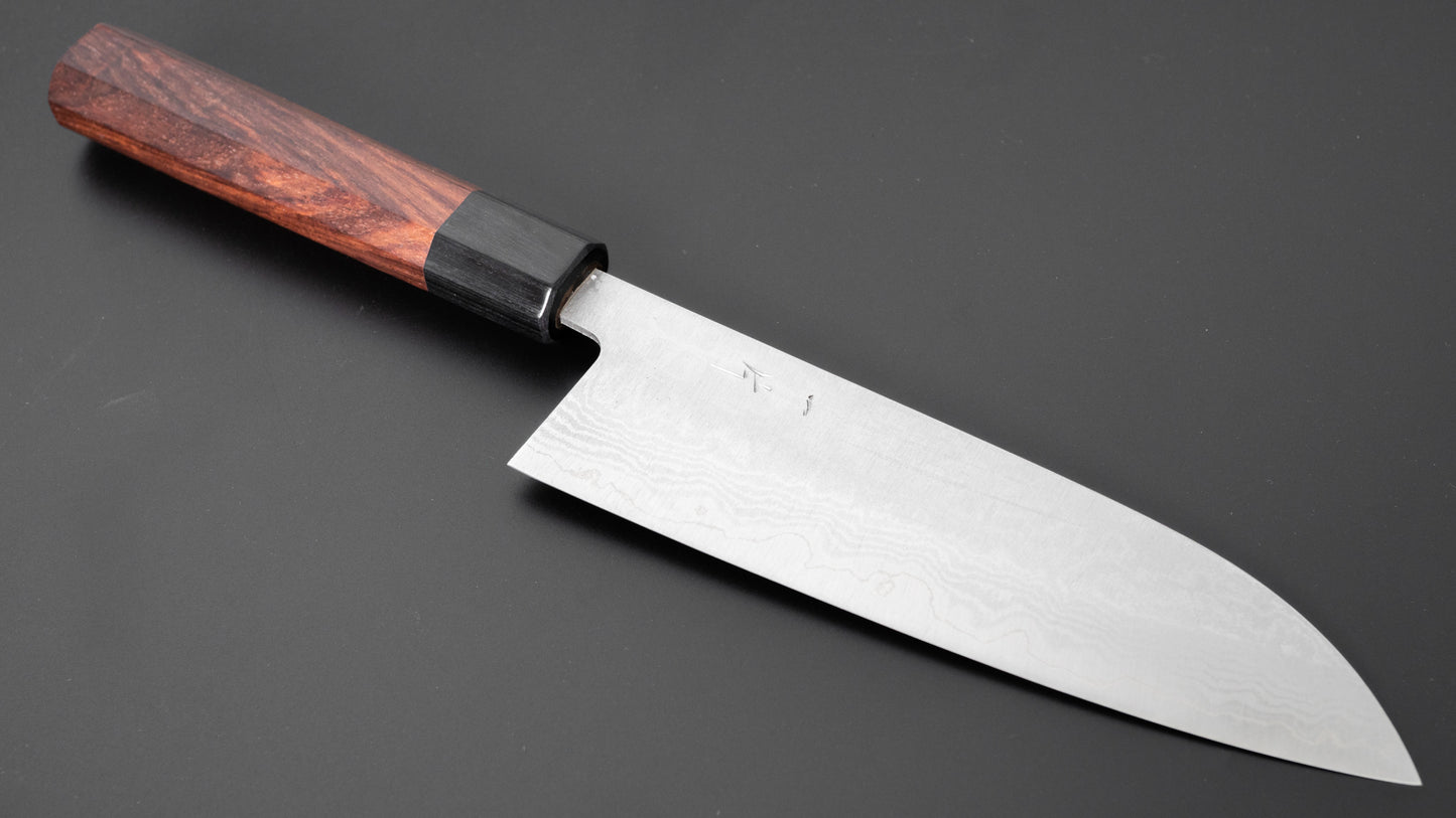 Hitohira Setsu Forged VG-10 Damascus Santoku 165mm Jutan Handle - HITOHIRA