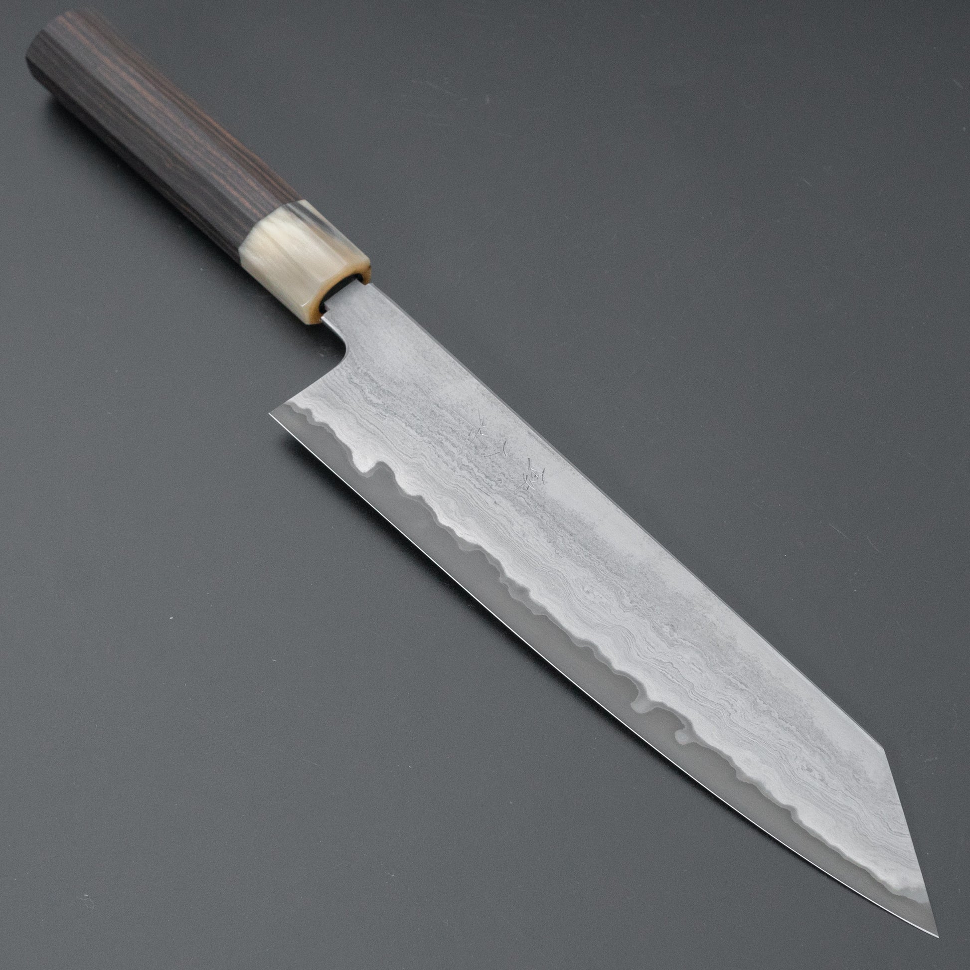 Tetsujin Blue #2 Metal Flow Kiritsuke Gyuto 240mm Taihei Makassar Ebony Handle - HITOHIRA