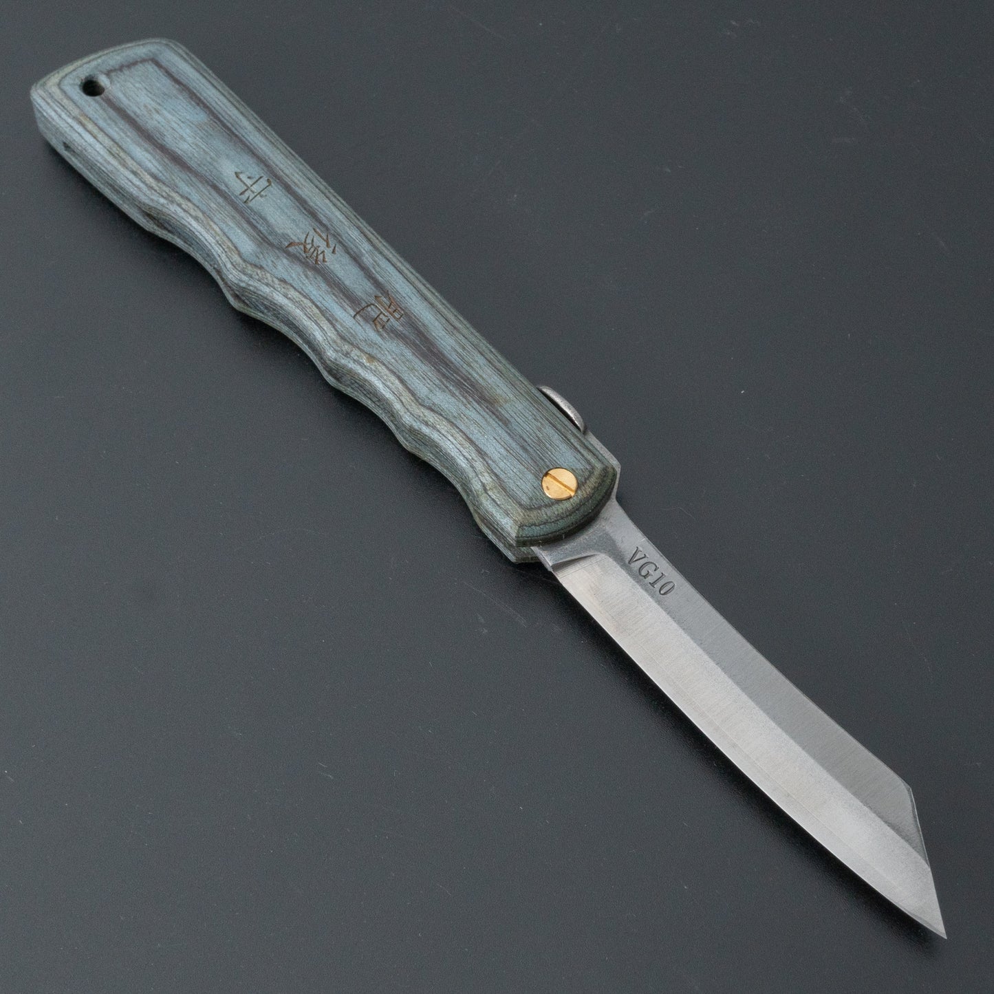 Higonokami VG10 Folding Knife Pakka Handle (Blue) - HITOHIRA