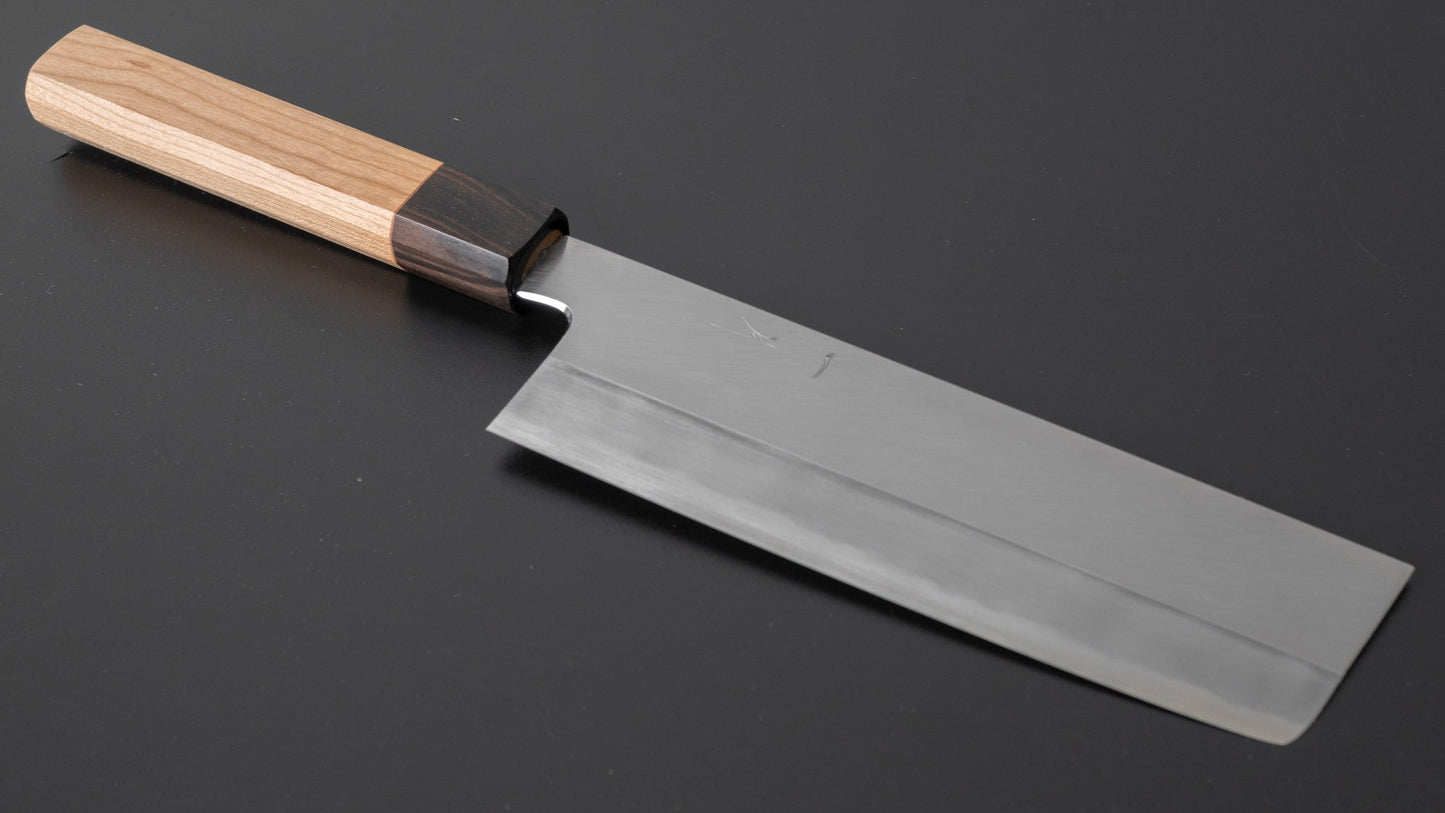 Hitohira Kikuchiyo Kyuzo White #2 Migaki Nakiri 180mm Cherry Wood Handle - HITOHIRA