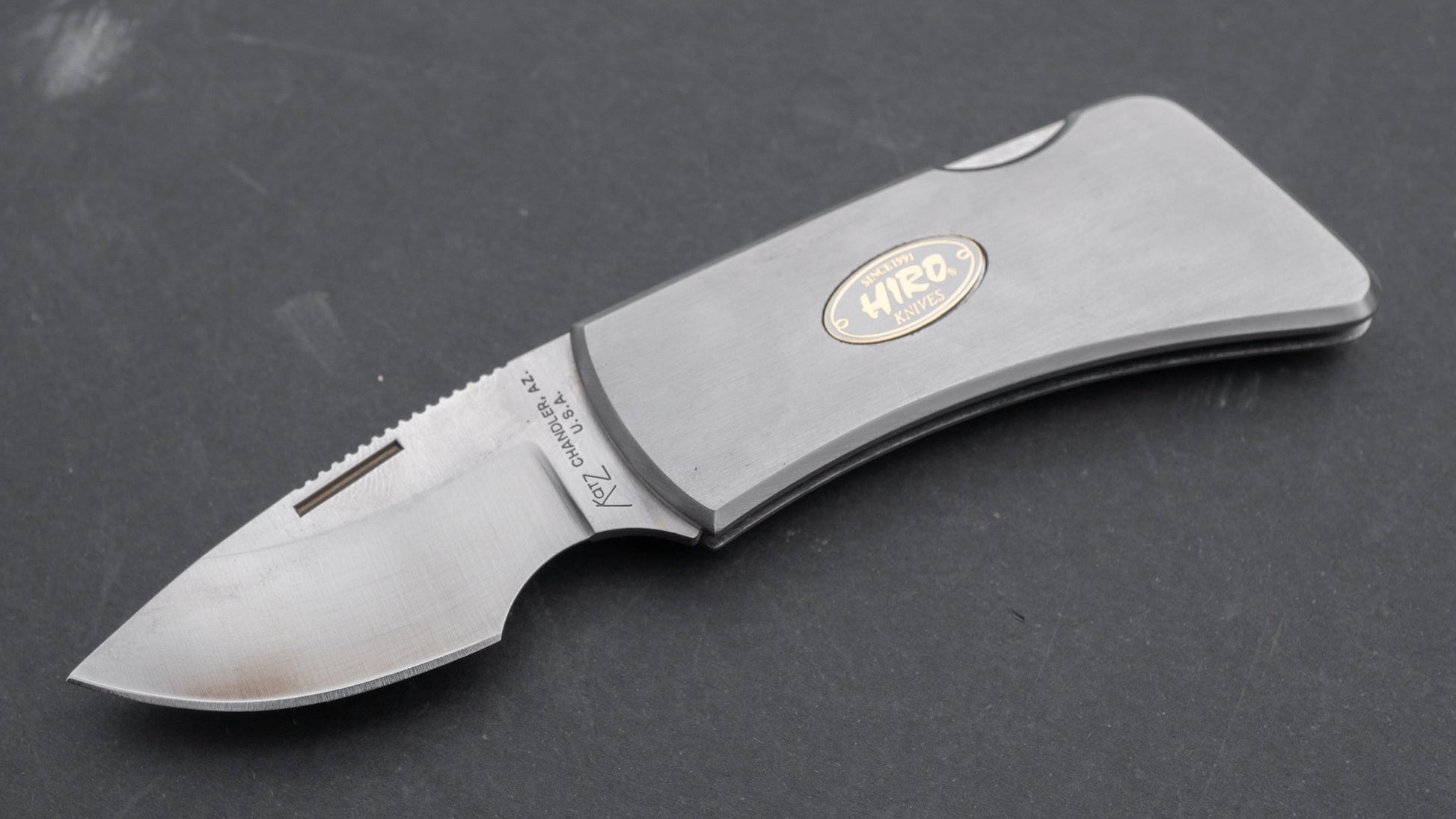 Hiro Knives Money Clip Folding Knife 40mm Stainless Handle (40mm) | HITOHIRA