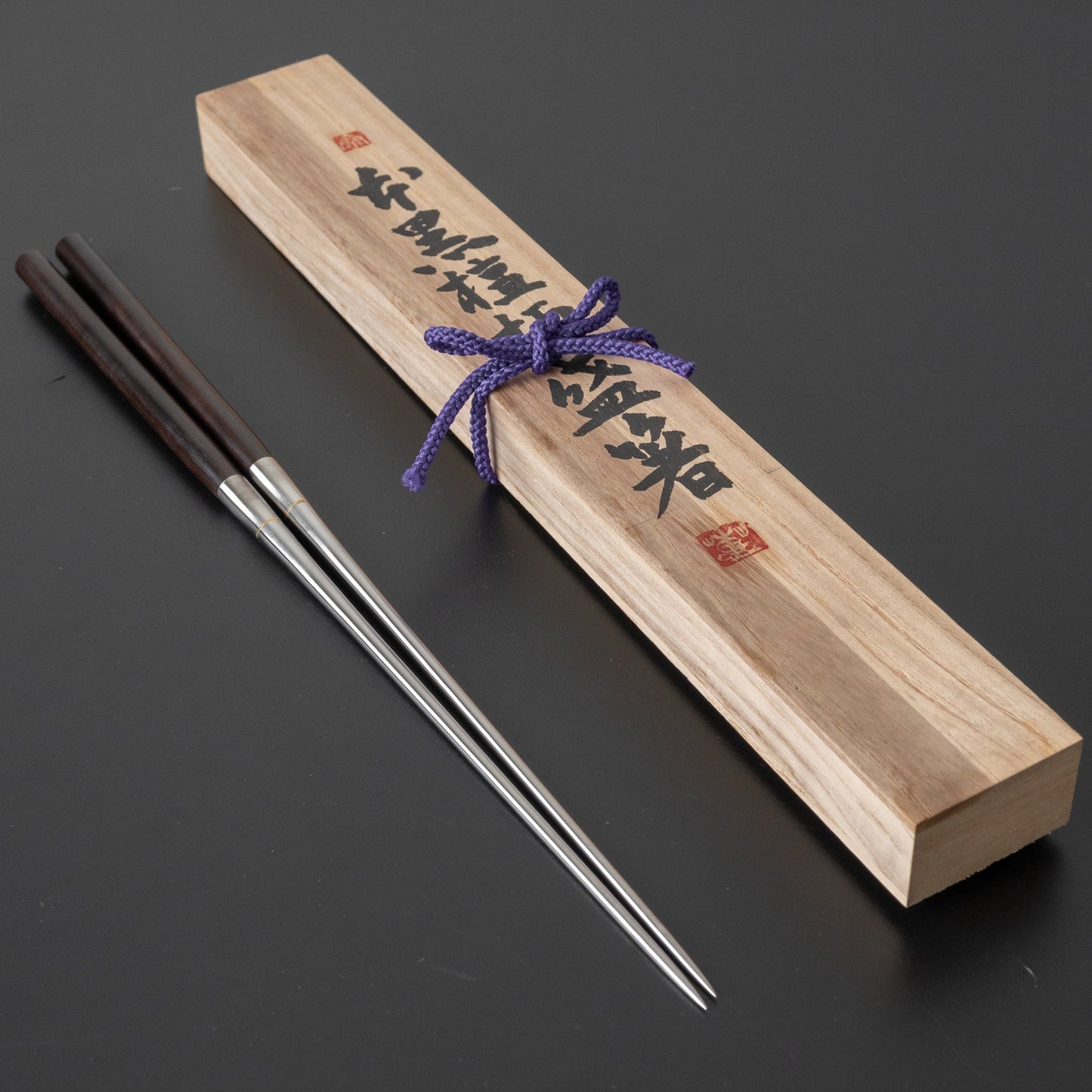 Hitohira Fine Ebony Moribashi Chopstick 180mm Rounded (Kiri Box) - HITOHIRA