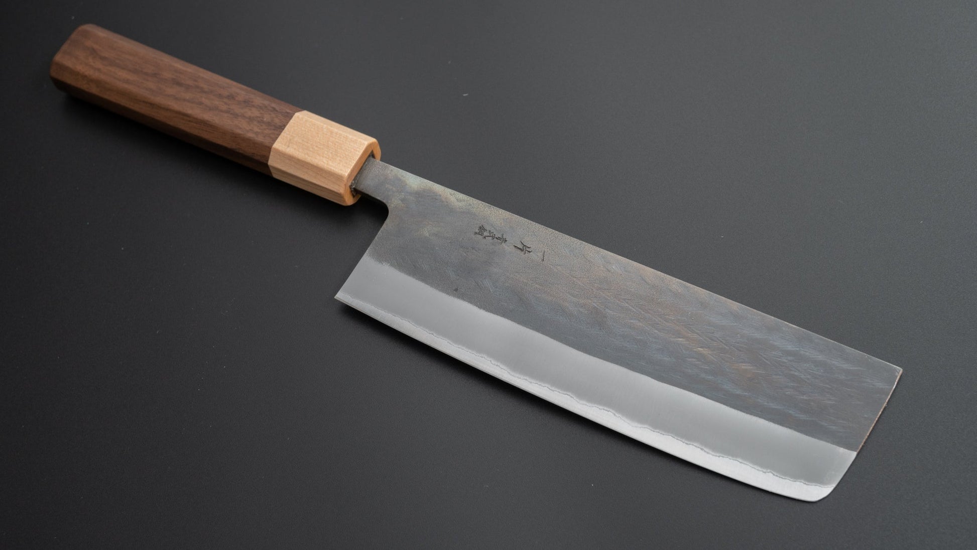 Hitohira TD Blue #2 Stainless Clad Kurouchi Nakiri 165mm Walnut Handle - HITOHIRA