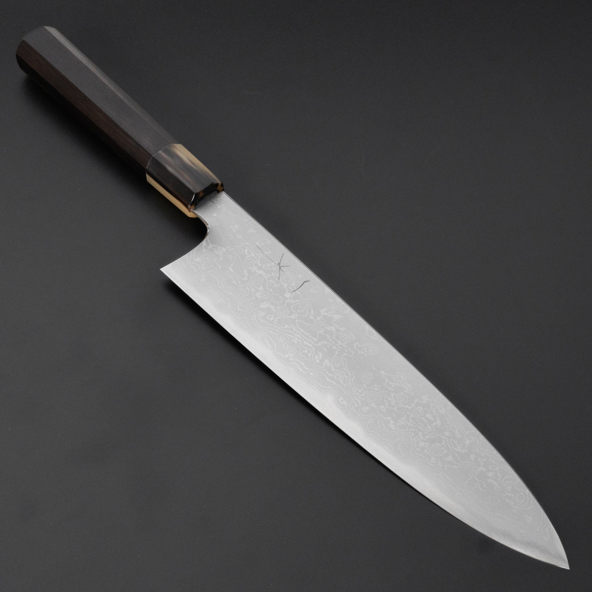 Hitohira Togashi White #1 Damascus Gyuto 240mm Ebony Handle - HITOHIRA