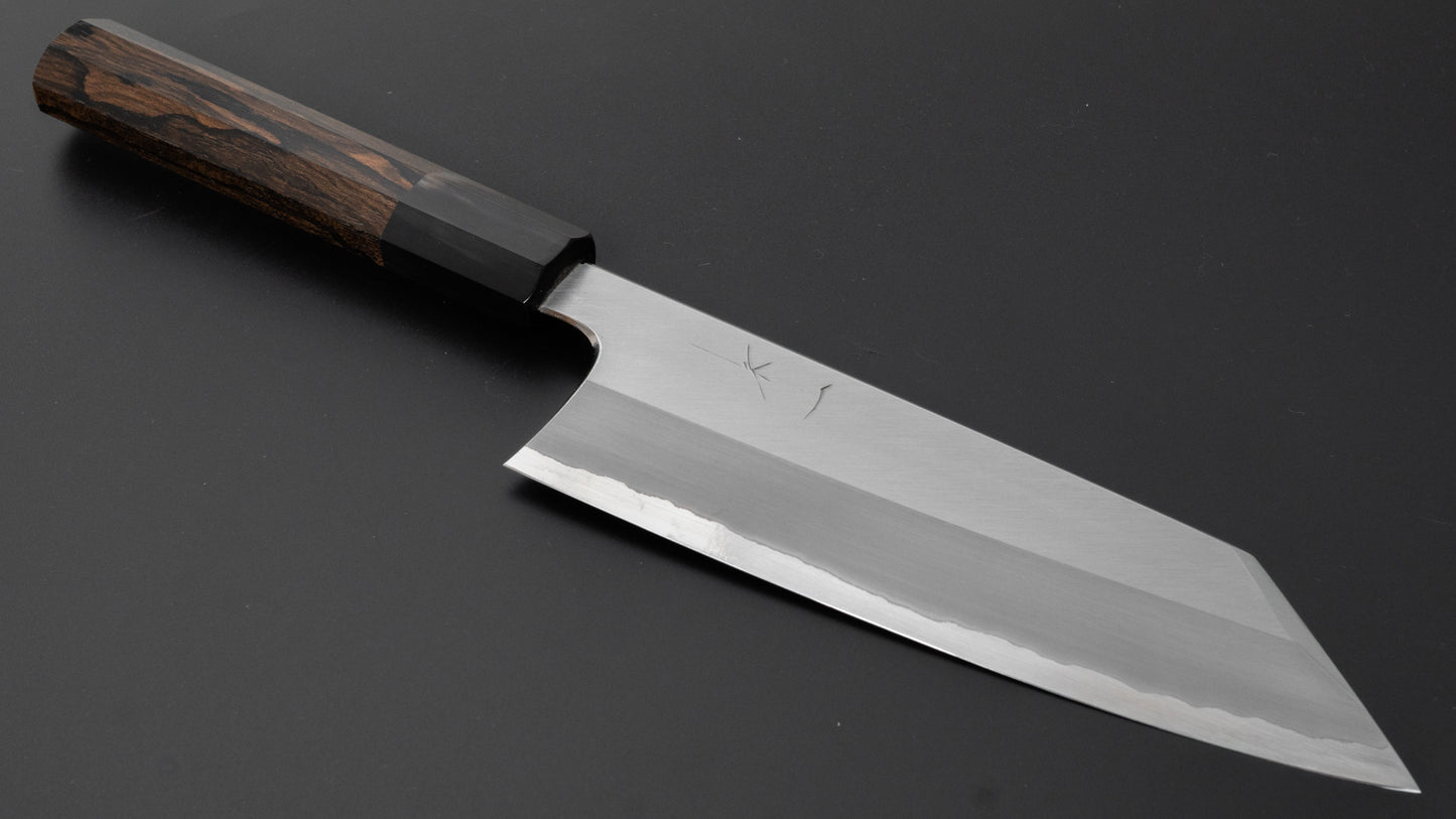 Hitohira Togashi White #1 Stainless Clad Migaki Bunka 180mm Ziricote Handle - HITOHIRA