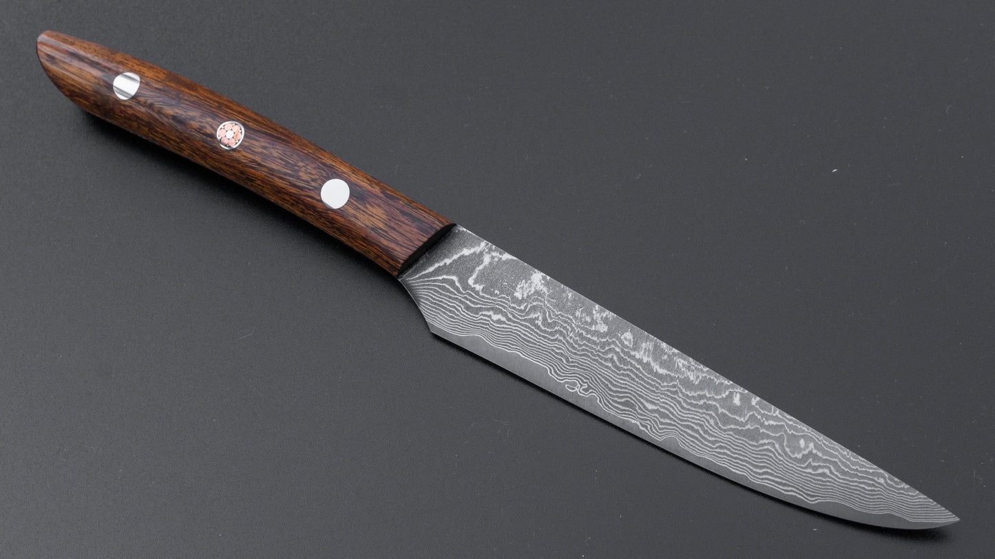 Hitohira Saji Damascus PM Table Knife 120mm Ironwood Handle | HITOHIRA