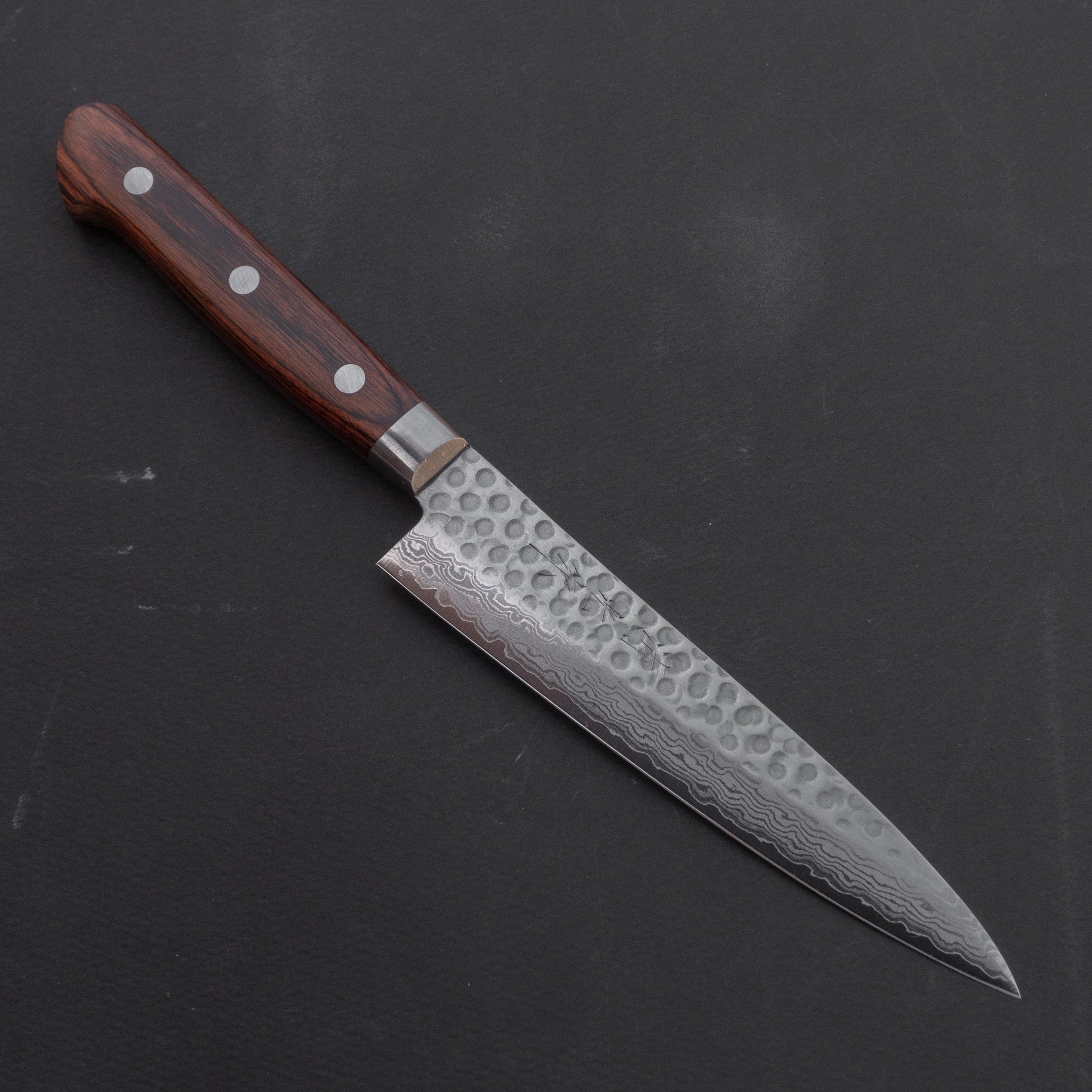 Morihei Kiyomitsu HG Tsuchime Damascus Petty 135mm Imitation Mahogany Handle | HITOHIRA