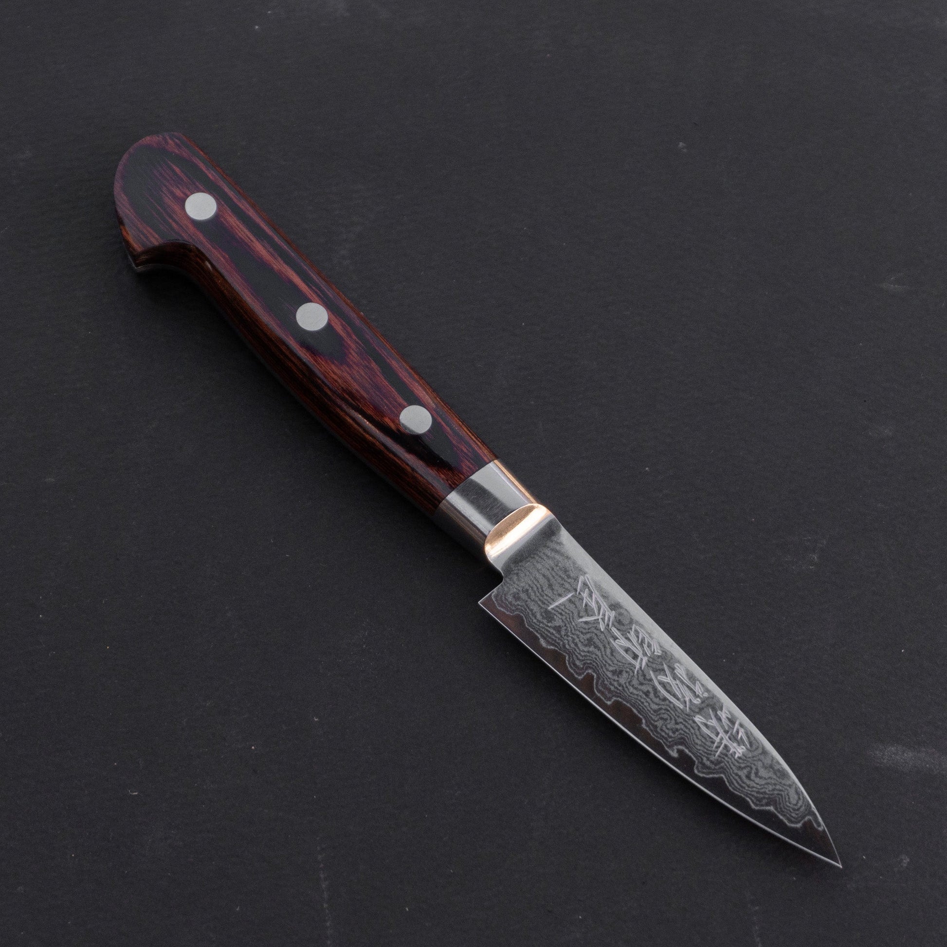 Hitohira Imojiya ST Damascus Paring 80mm Imitation Mahogany Handle | HITOHIRA