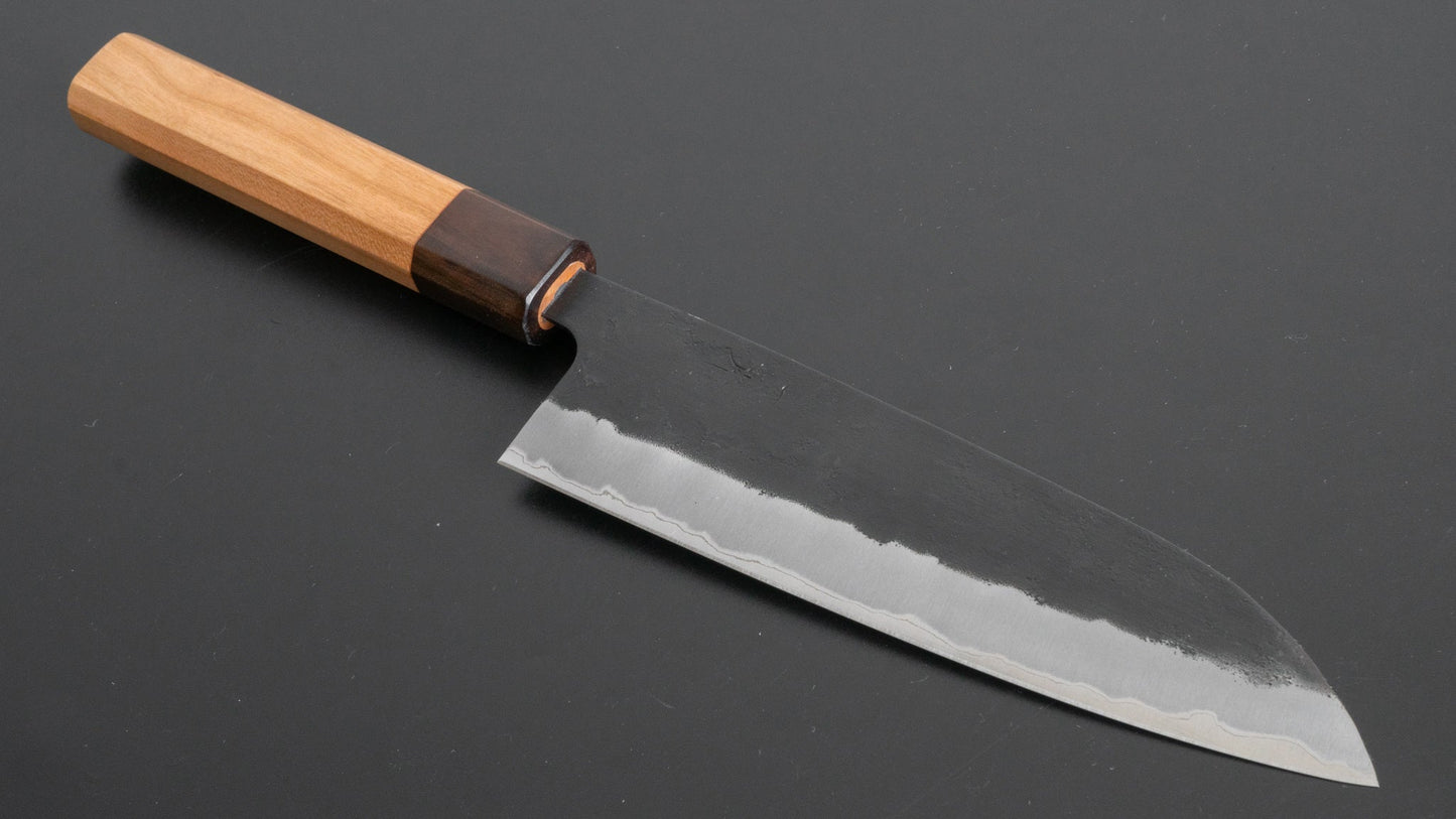 Hitohira Futana SB Kuro Nashiji Santoku 170mm Cherry Wood Handle - HITOHIRA