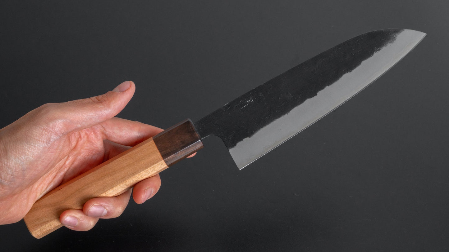 Hitohira Futana SB Kuro Nashiji Santoku 170mm Cherry Wood Handle - HITOHIRA