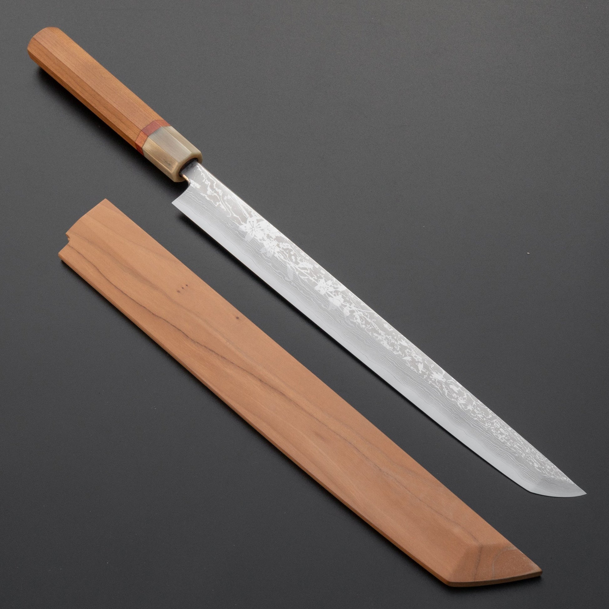 Hitohira Sakura Damascus Sakimaru Takobiki 300mm Sakura Handle (Saya) | HITOHIRA