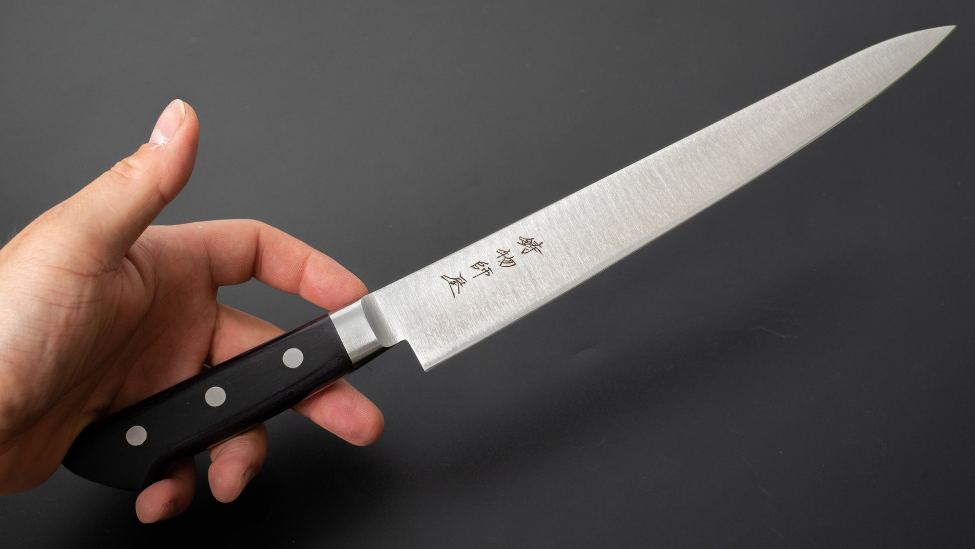 Hitohira Imojiya KF Stainless Sujihiki 240mm Pakka Handle - HITOHIRA