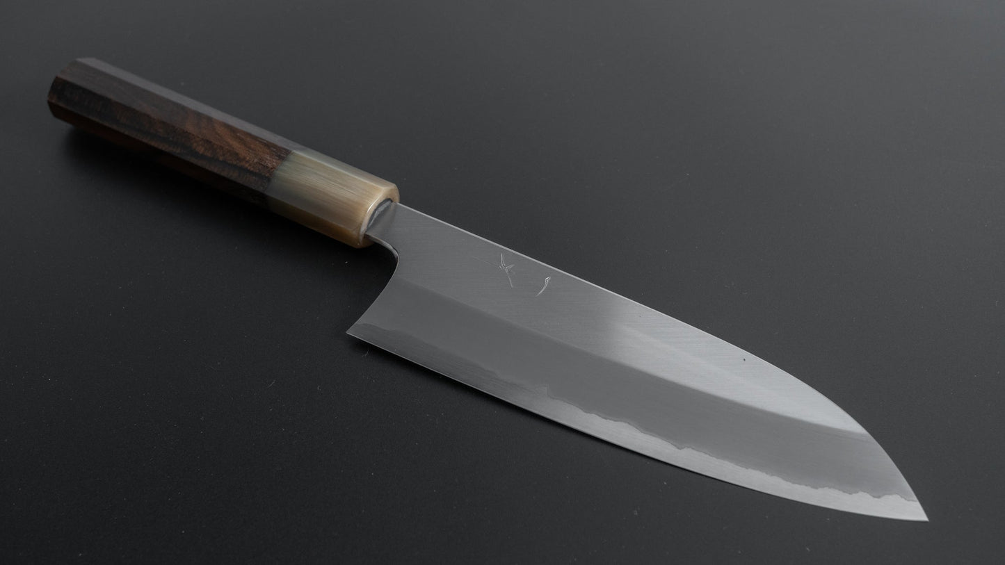 Hitohira Togashi White #1 Stainless Clad Migaki Santoku 180mm Ziricote Handle - HITOHIRA