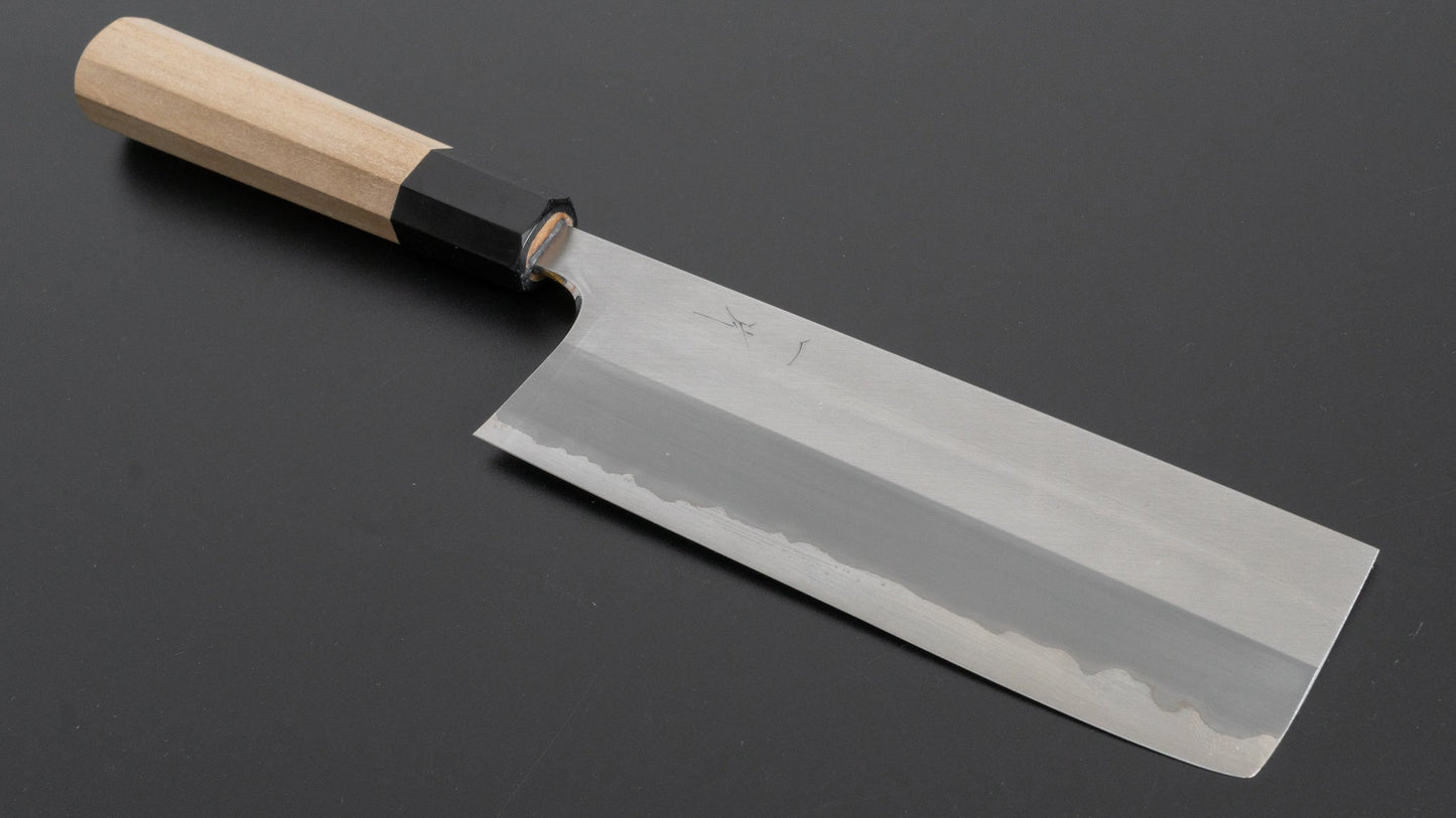 Hitohira Togashi White #1 Stainless Clad Migaki Nakiri 180mm Ho Wood Handle - HITOHIRA