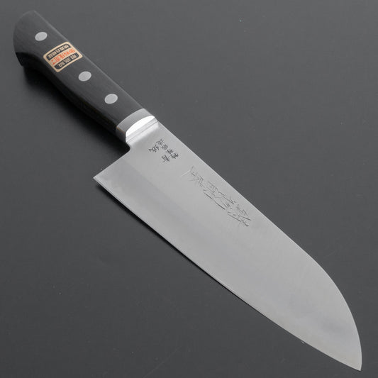 Hitohira Imojiya MZ Blue #2 Stainless Clad Santoku 165mm Pakka Handle - HITOHIRA