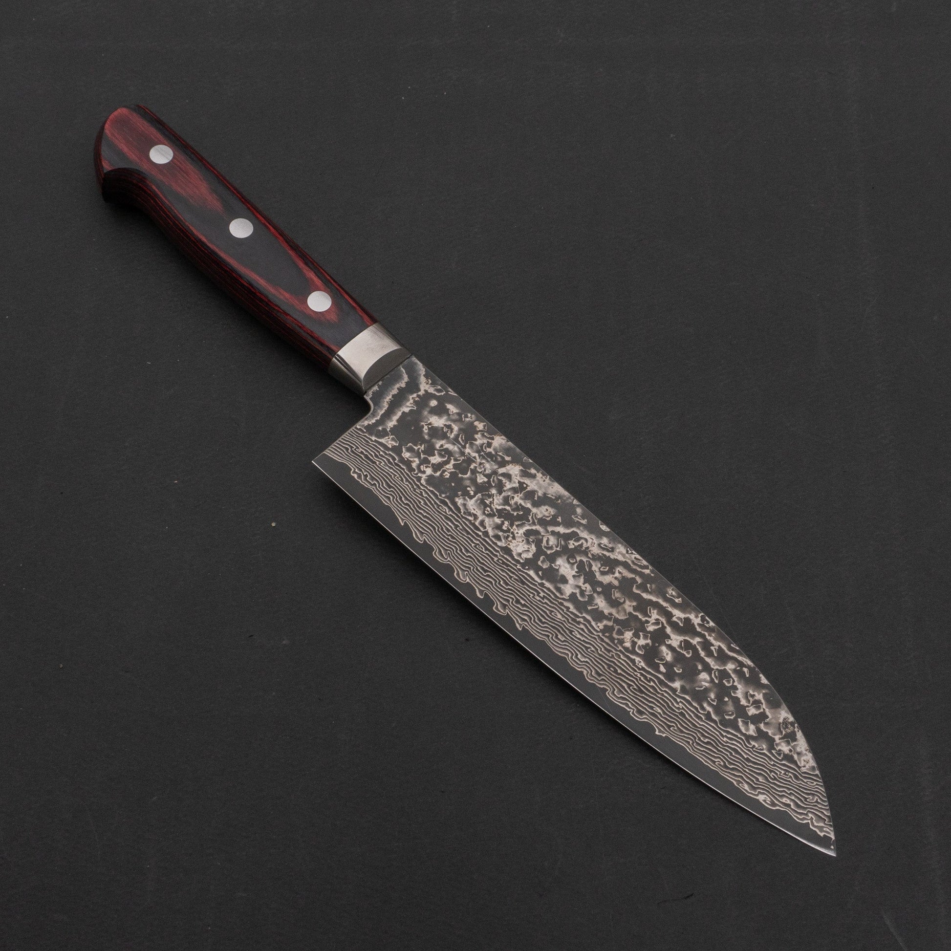 Hitohira VG-10 Nickel Damascus Santoku 180mm Pakka Handle | HITOHIRA