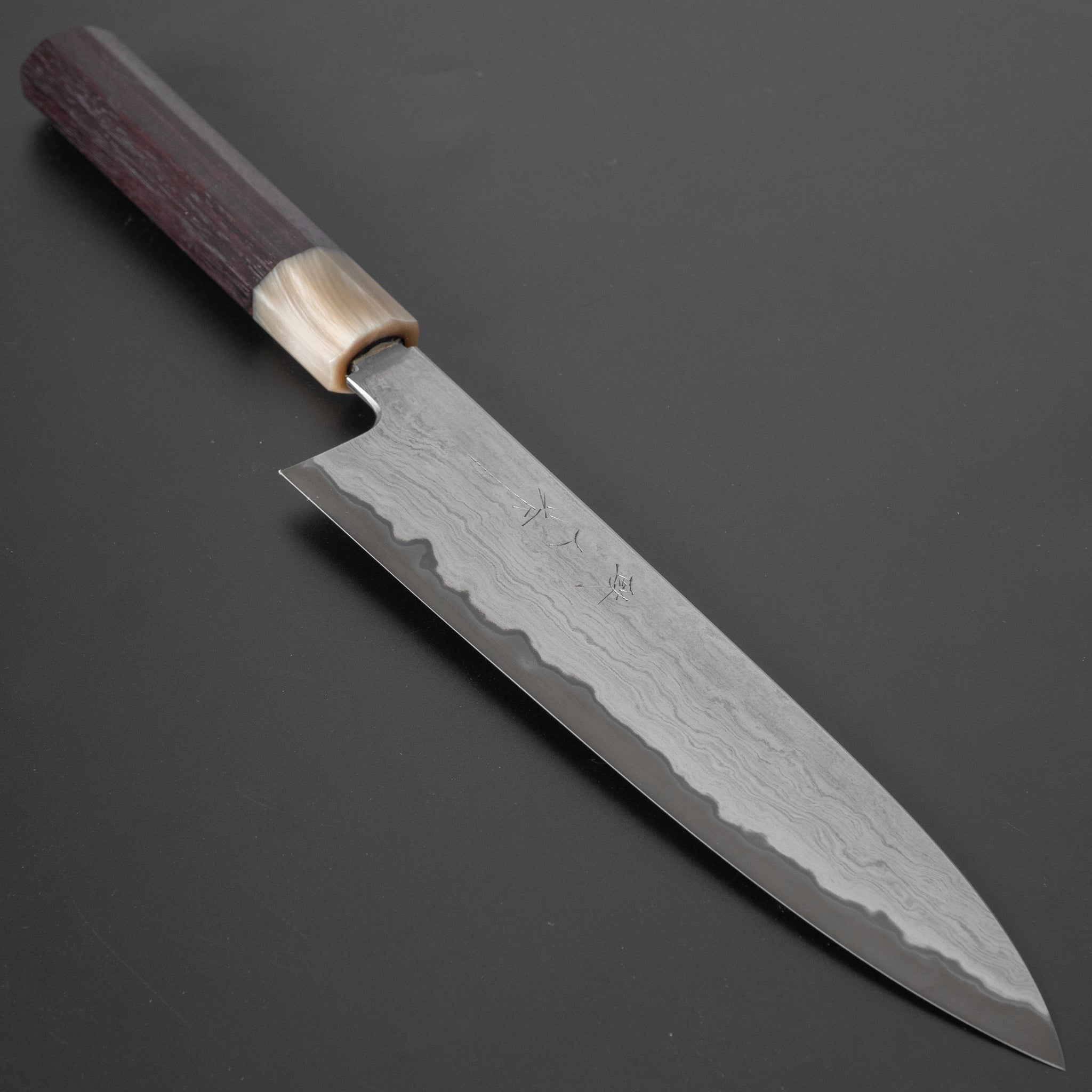 Tetsujin Blue #2 Metal Flow Gyuto 210mm Taihei Rosewood Handle – HITOHIRA