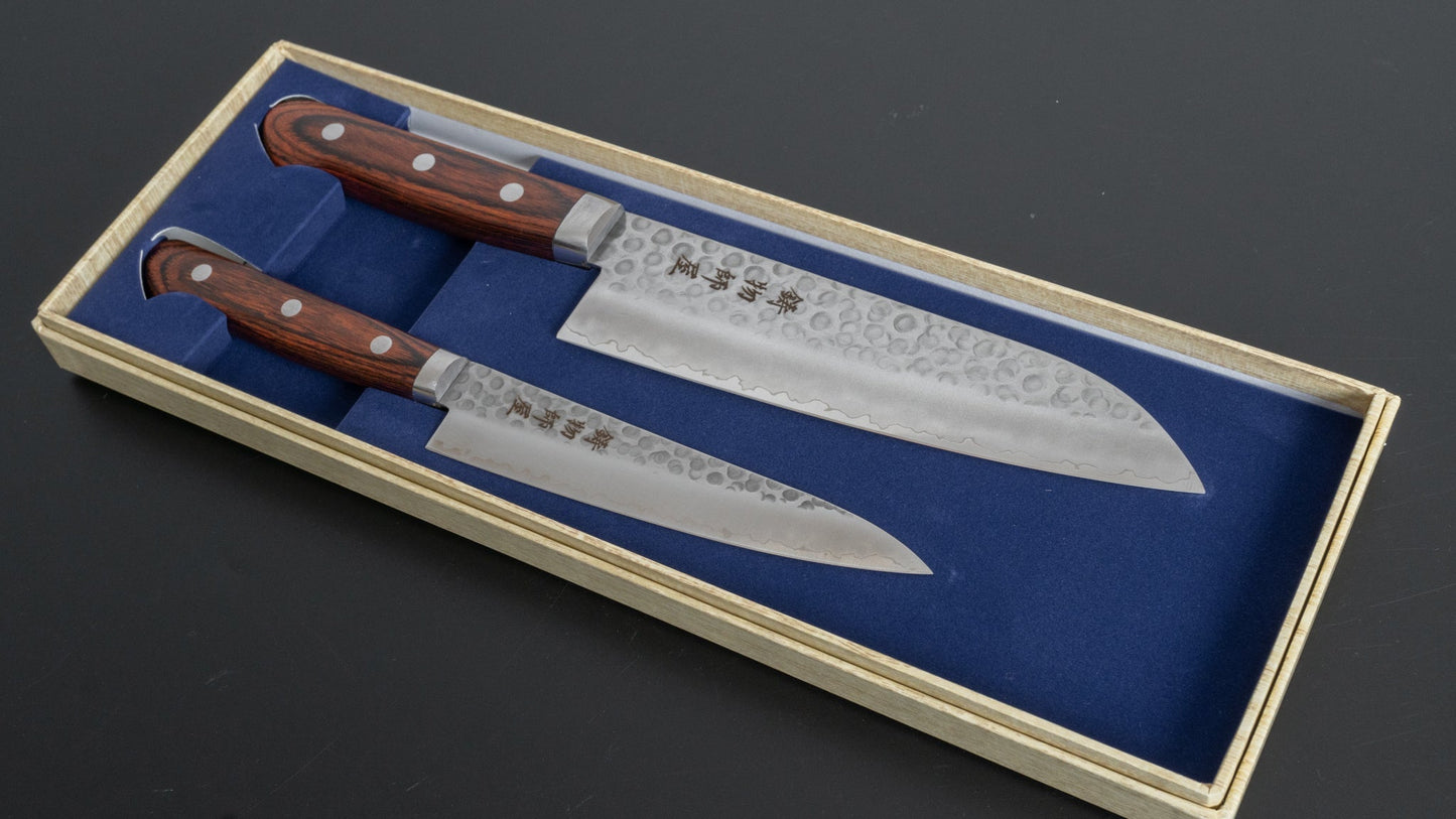 Hitohira Imojiya HG Tsuchime Knife Set (Petty 135mm & Santoku 170mm) - HITOHIRA