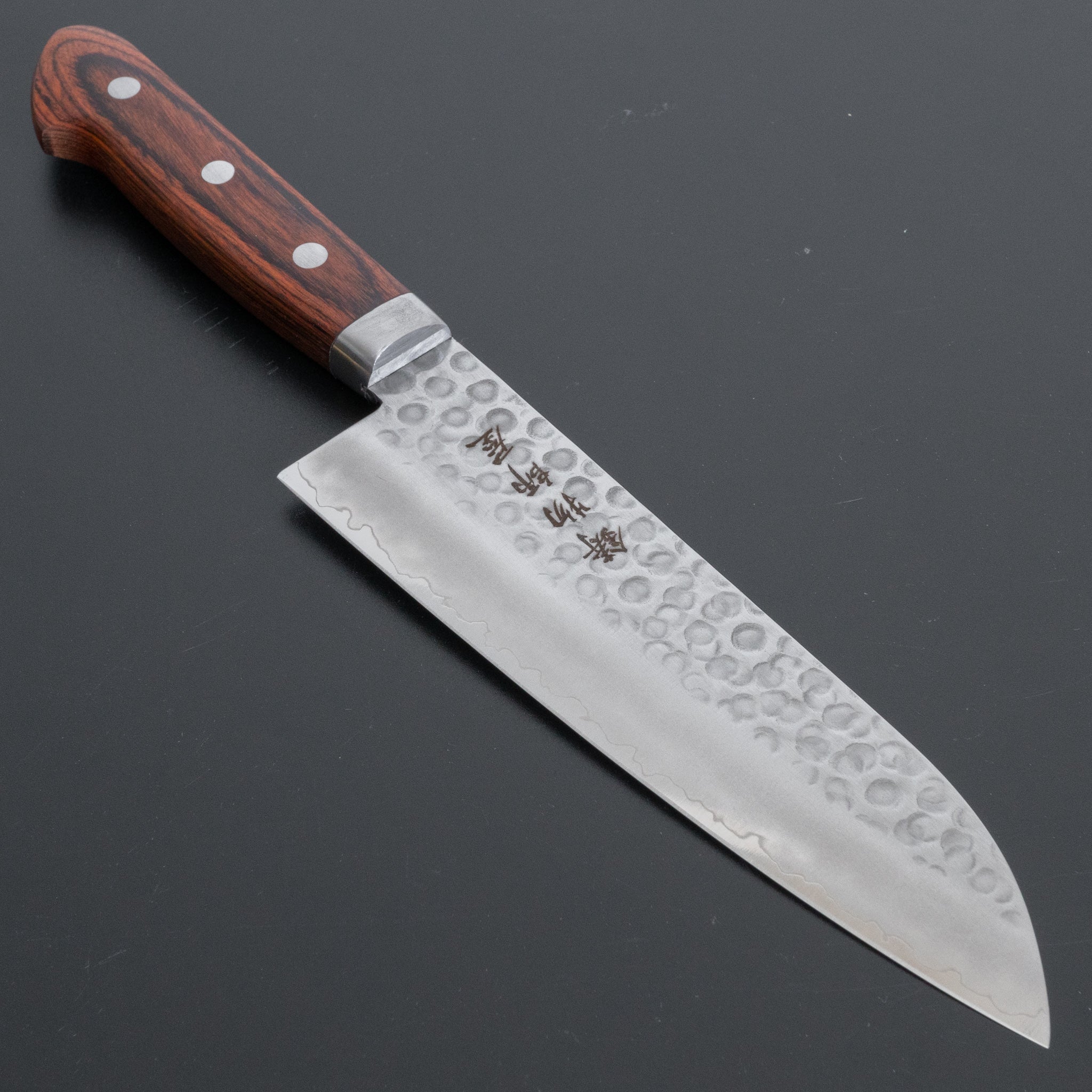 Hitohira Imojiya HG Tsuchime Santoku 170mm Imitation Mahogany Handle ...