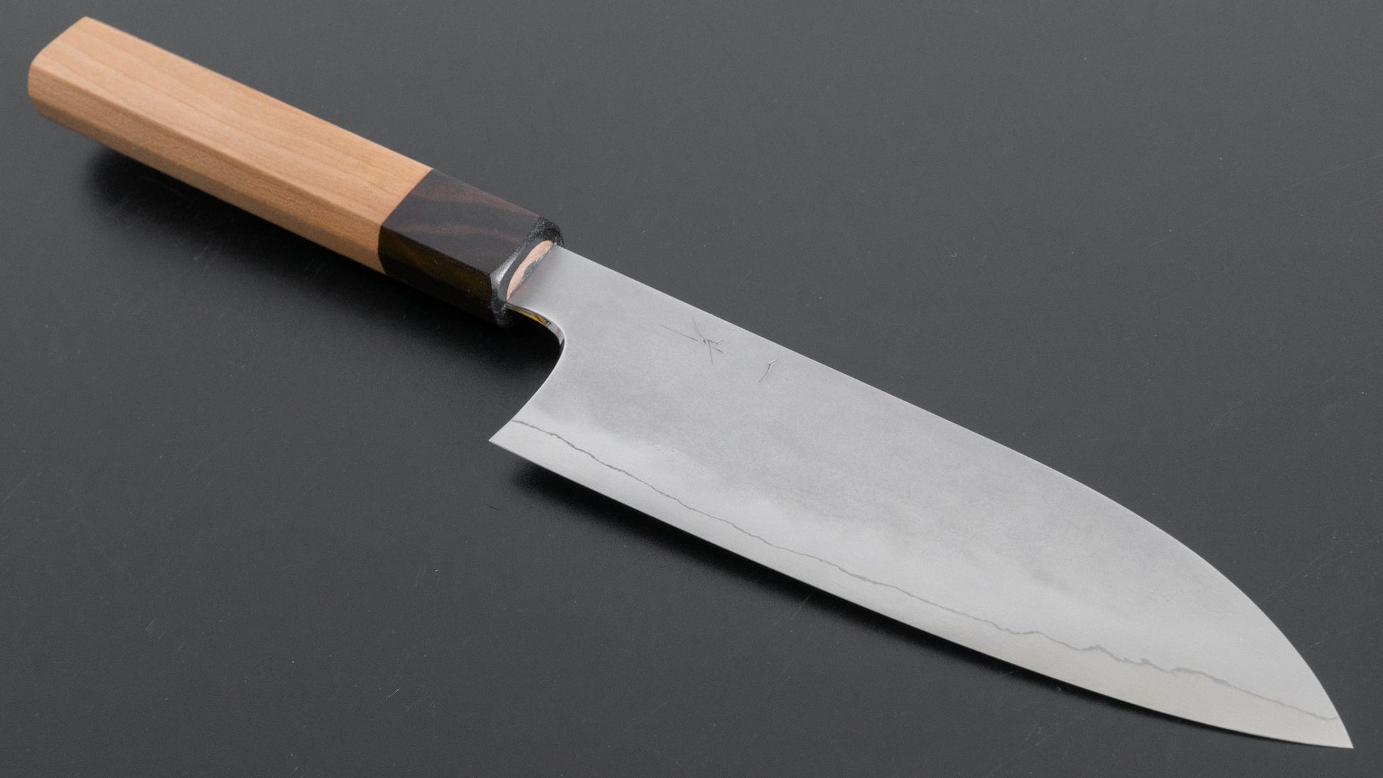 Hitohira Kikuchiyo Yohei Ginsan Kasumi Santoku 180mm Cherry Wood Handle - HITOHIRA