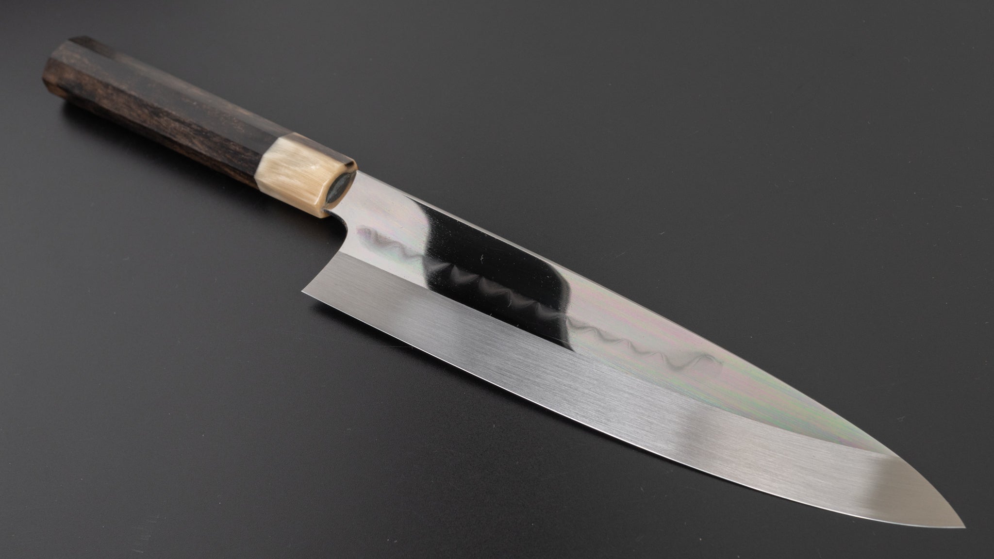 Hitohira Togashi Kambei White #1 Mizu Honyaki Gyuto 240mm Taihei Ebony  Handle (Limited/ Saya/ #003)