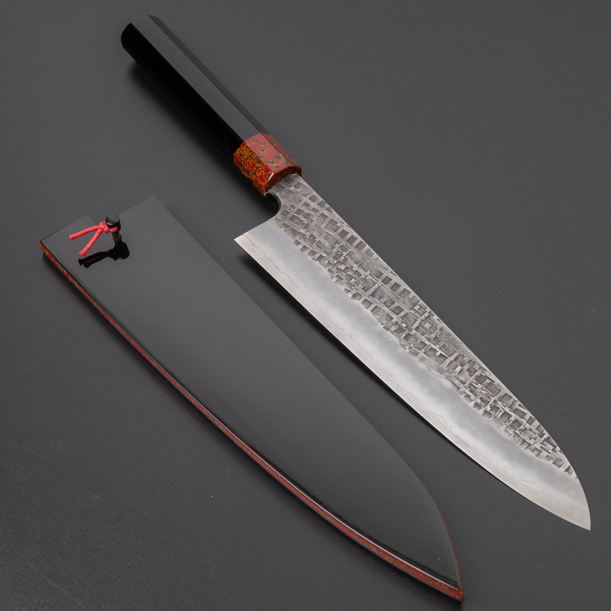 Hitohira Kikuchiyo Kyuzo Amime Silver #3 Gyuto 240mm Lacquered Handle (Traditional Tsugaru/ Saya) | HITOHIRA