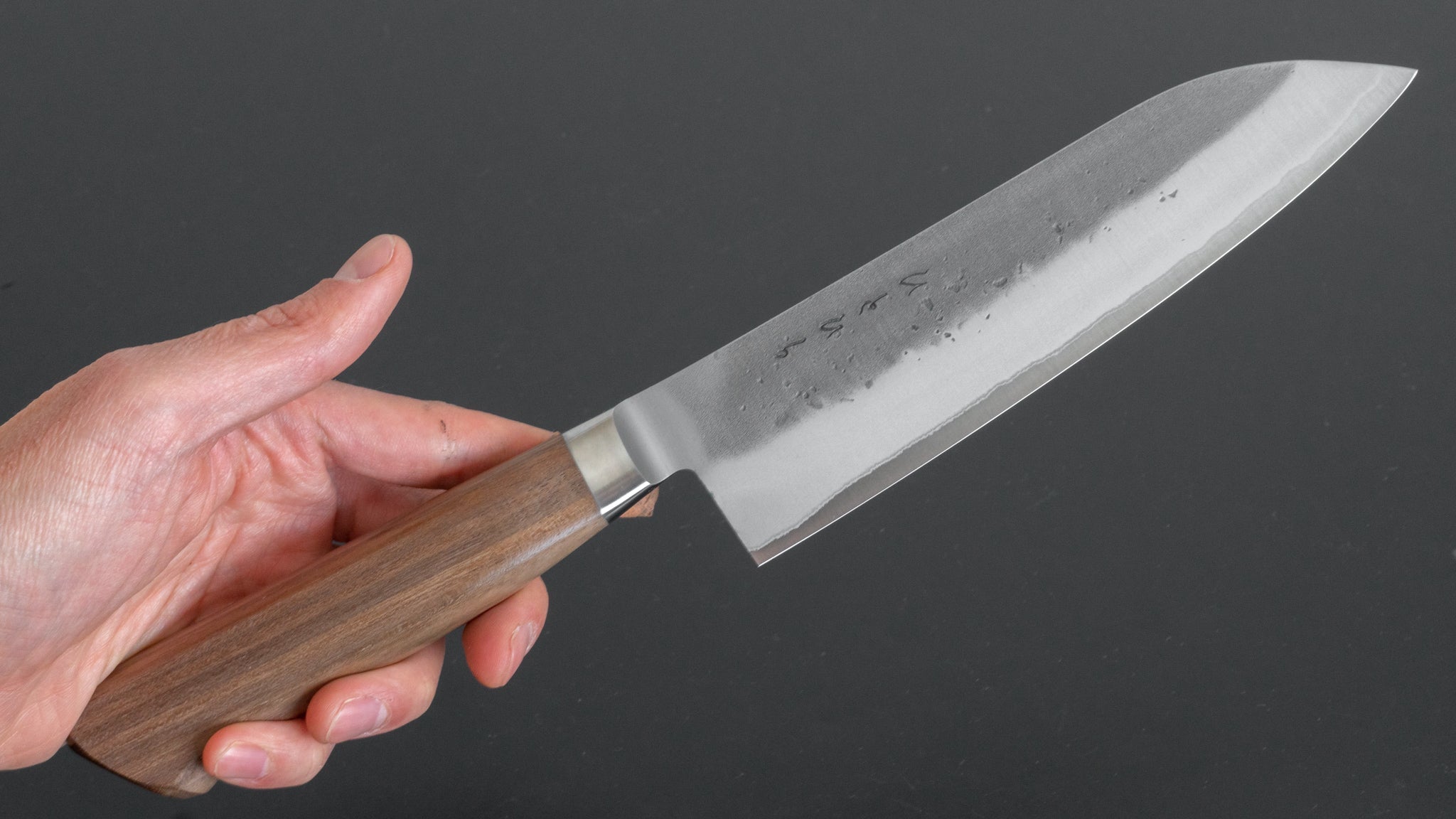 Hitohira TD Blue #2 Stainless Clad Nashiji Yo Santoku 170mm Walnut Handle –  HITOHIRA